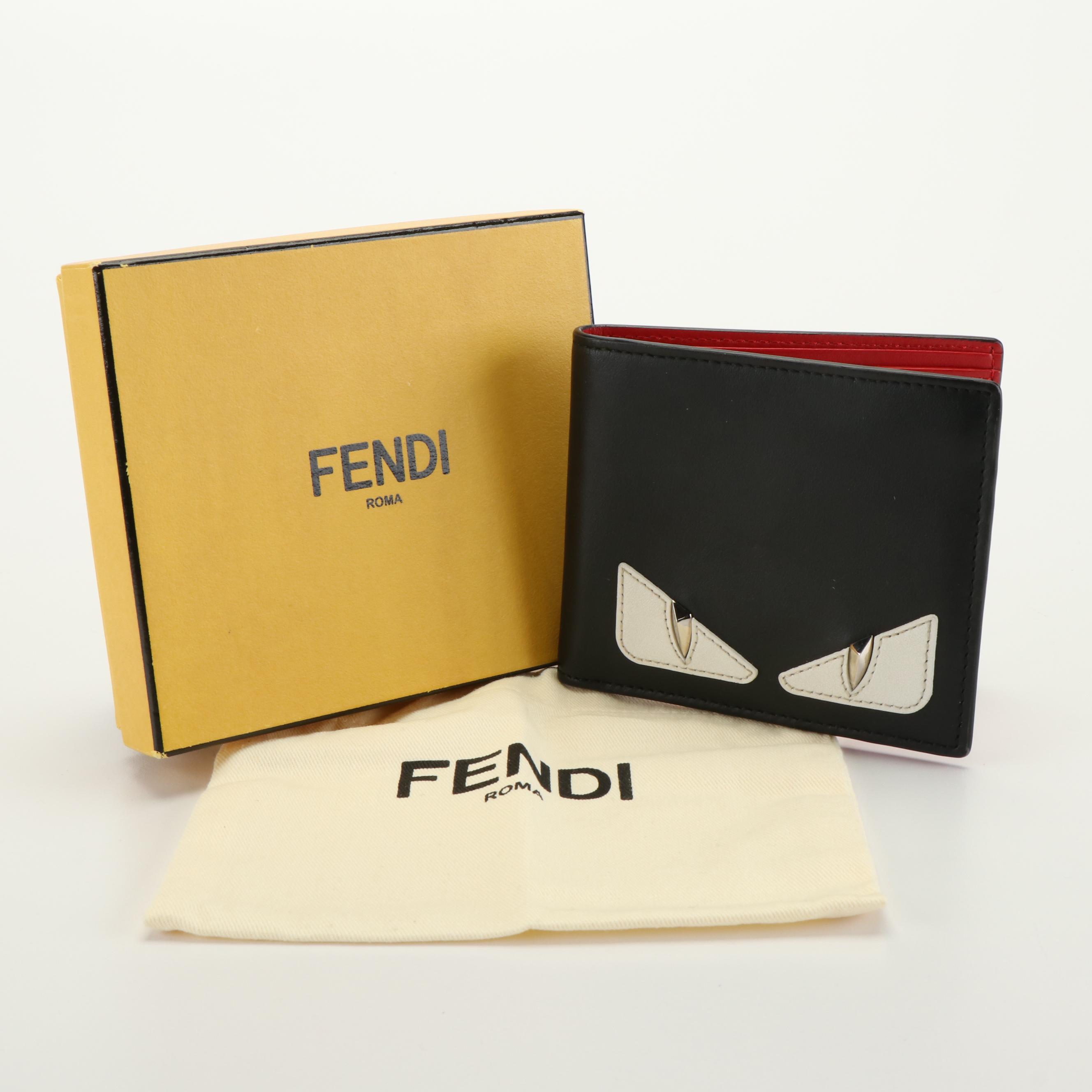 Fendi Monster Eyes Leather Bifold Wallet
