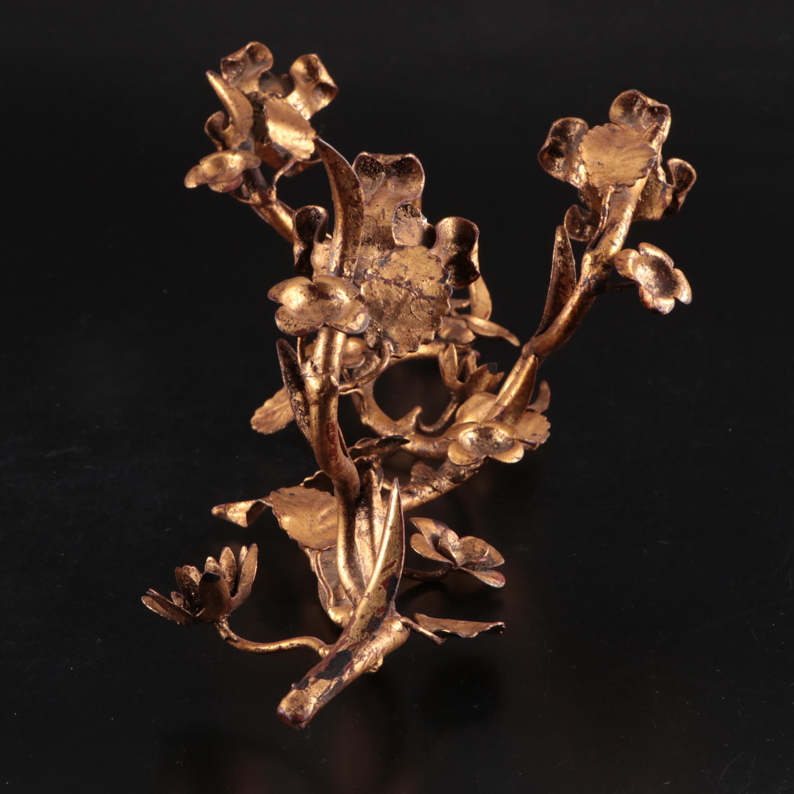 Italian Gilt Toleware Candle Scones, Mid to Late 20th Century