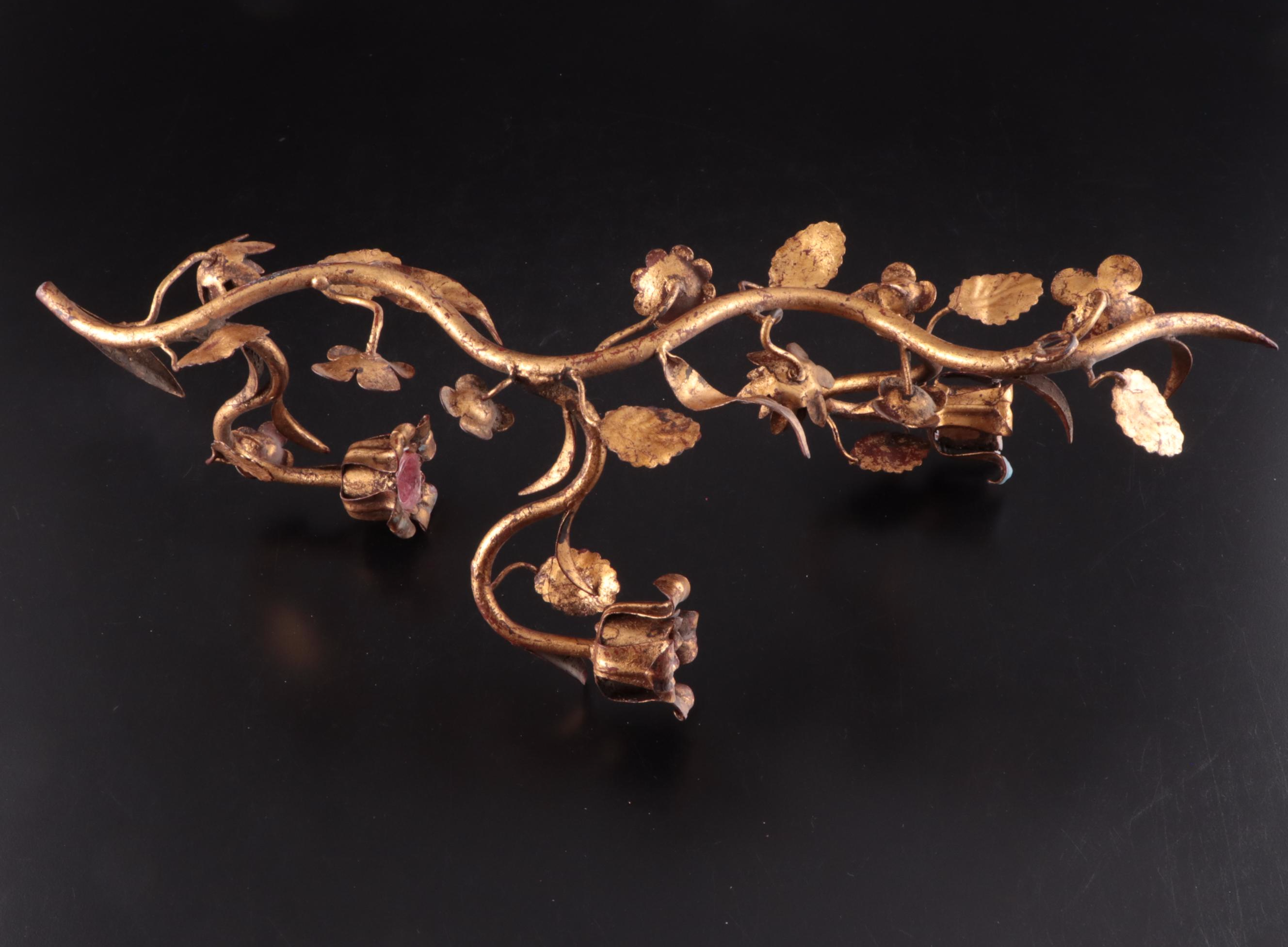 Italian Gilt Toleware Candle Scones, Mid to Late 20th Century