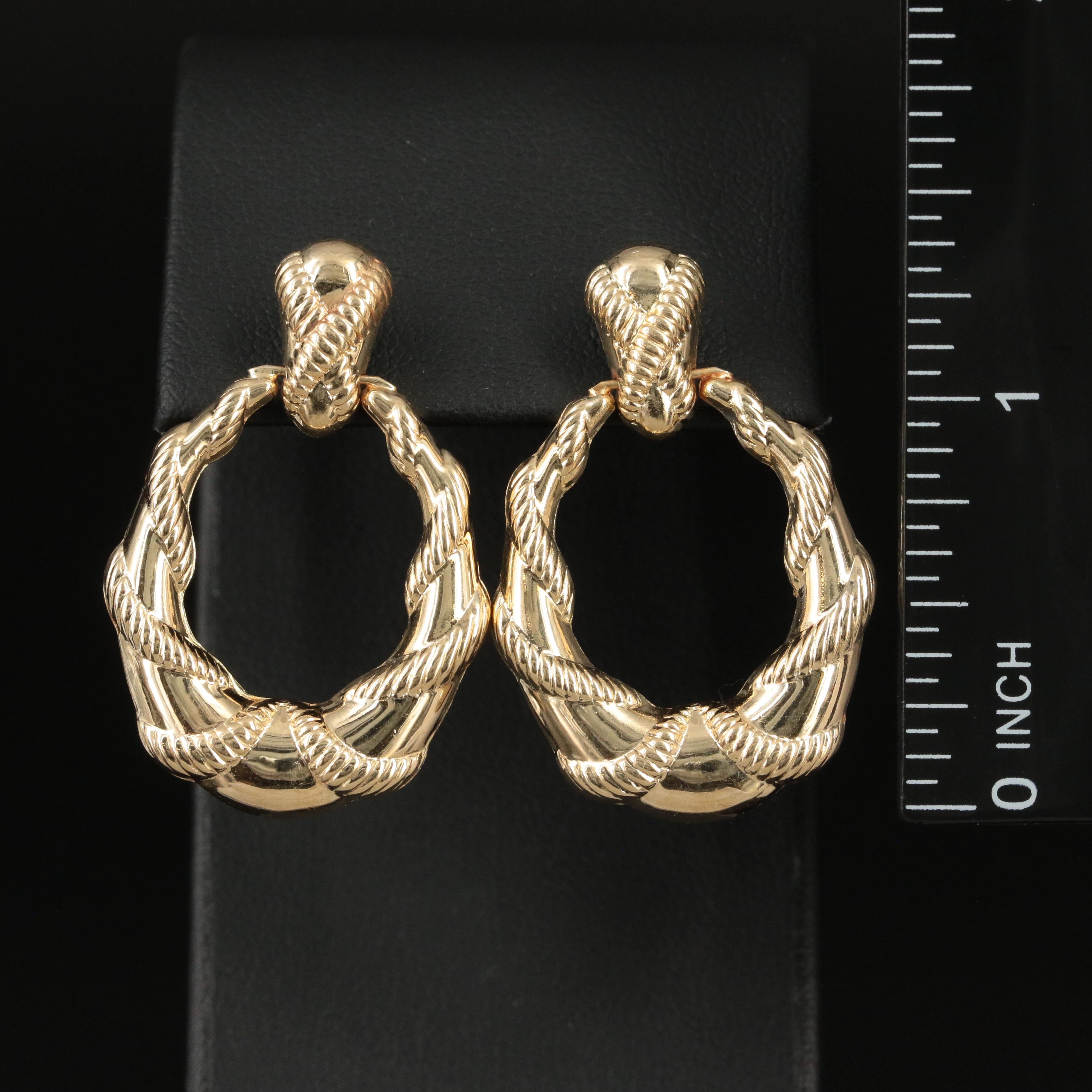 14K Door Knocker Earrings with Rope Accents