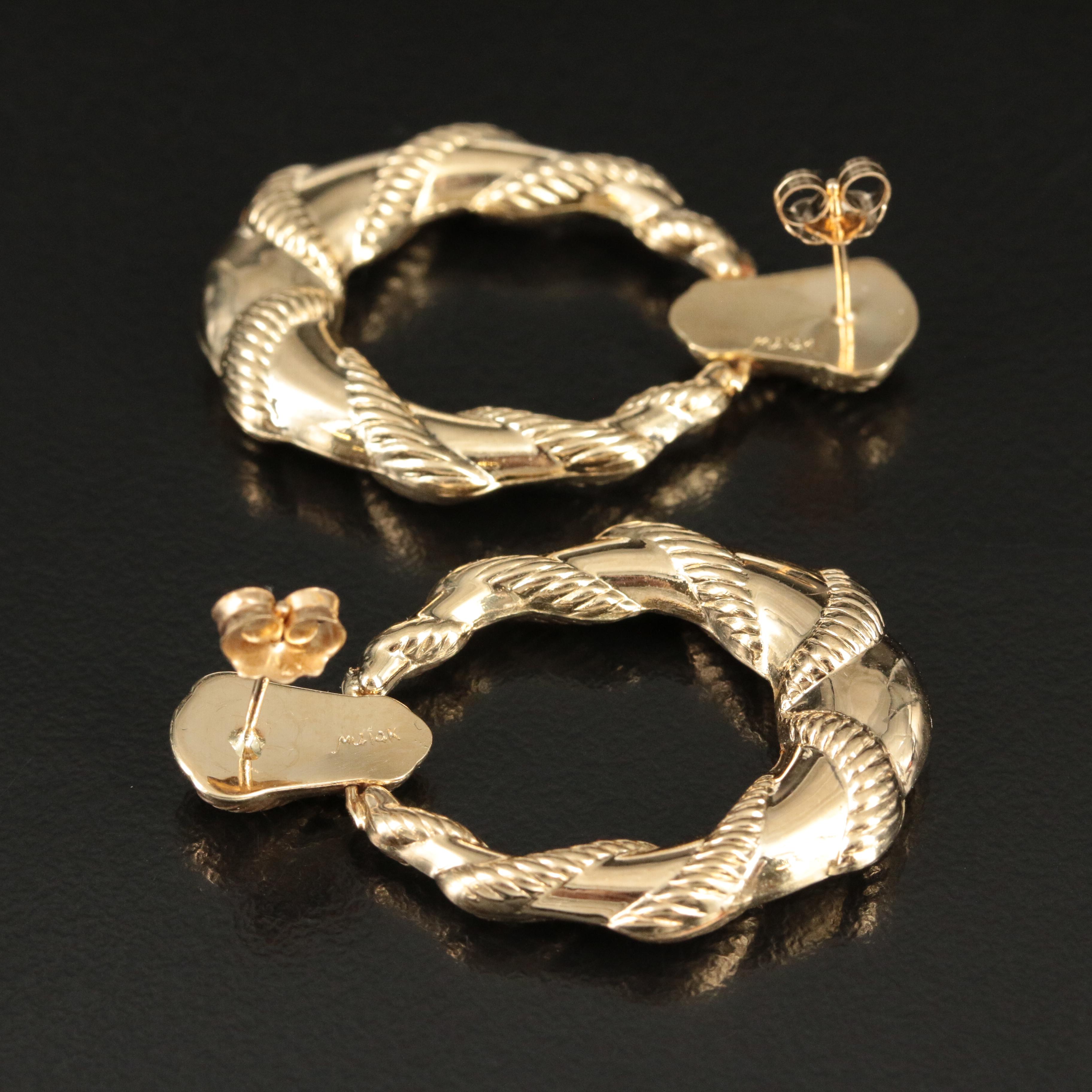 14K Door Knocker Earrings with Rope Accents