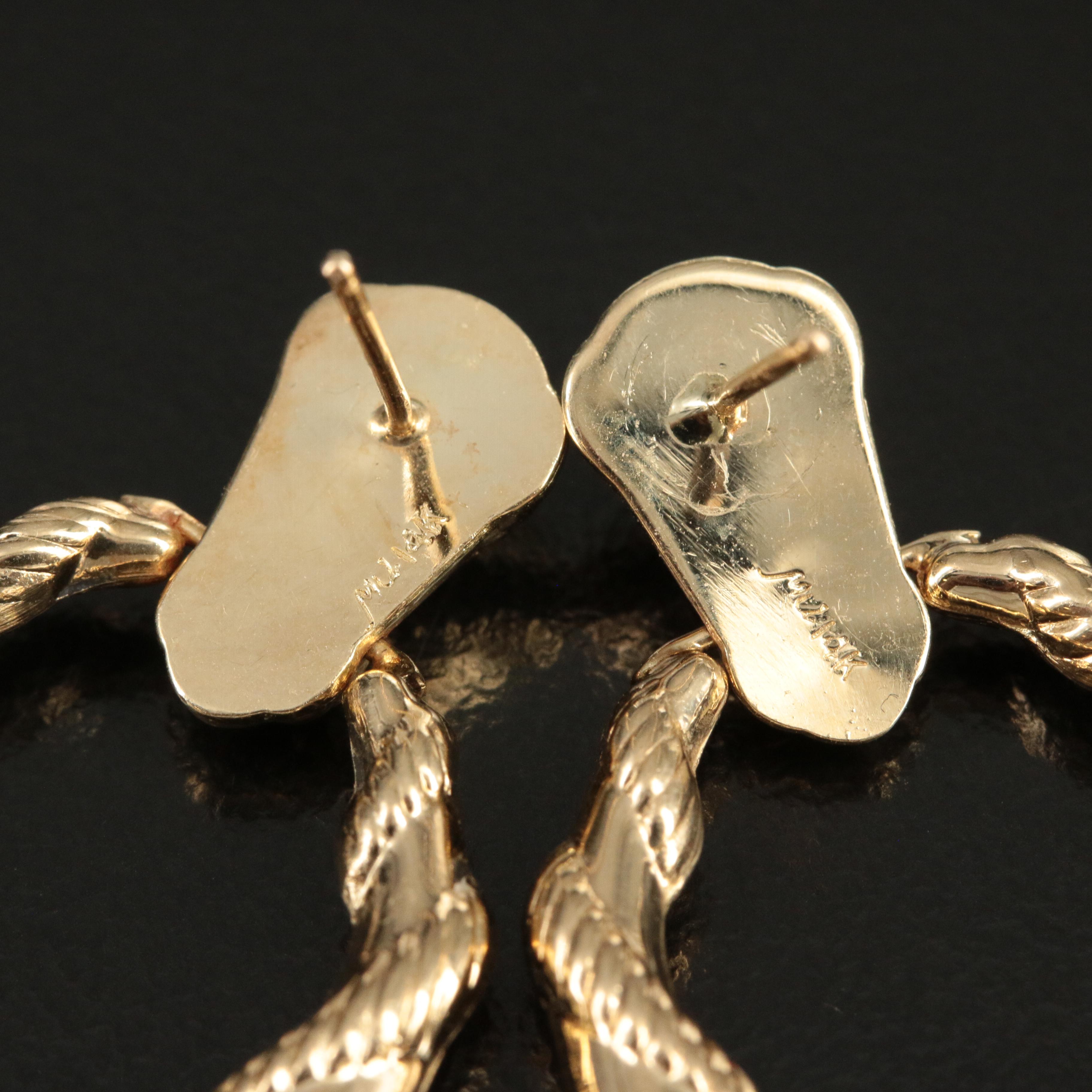 14K Door Knocker Earrings with Rope Accents