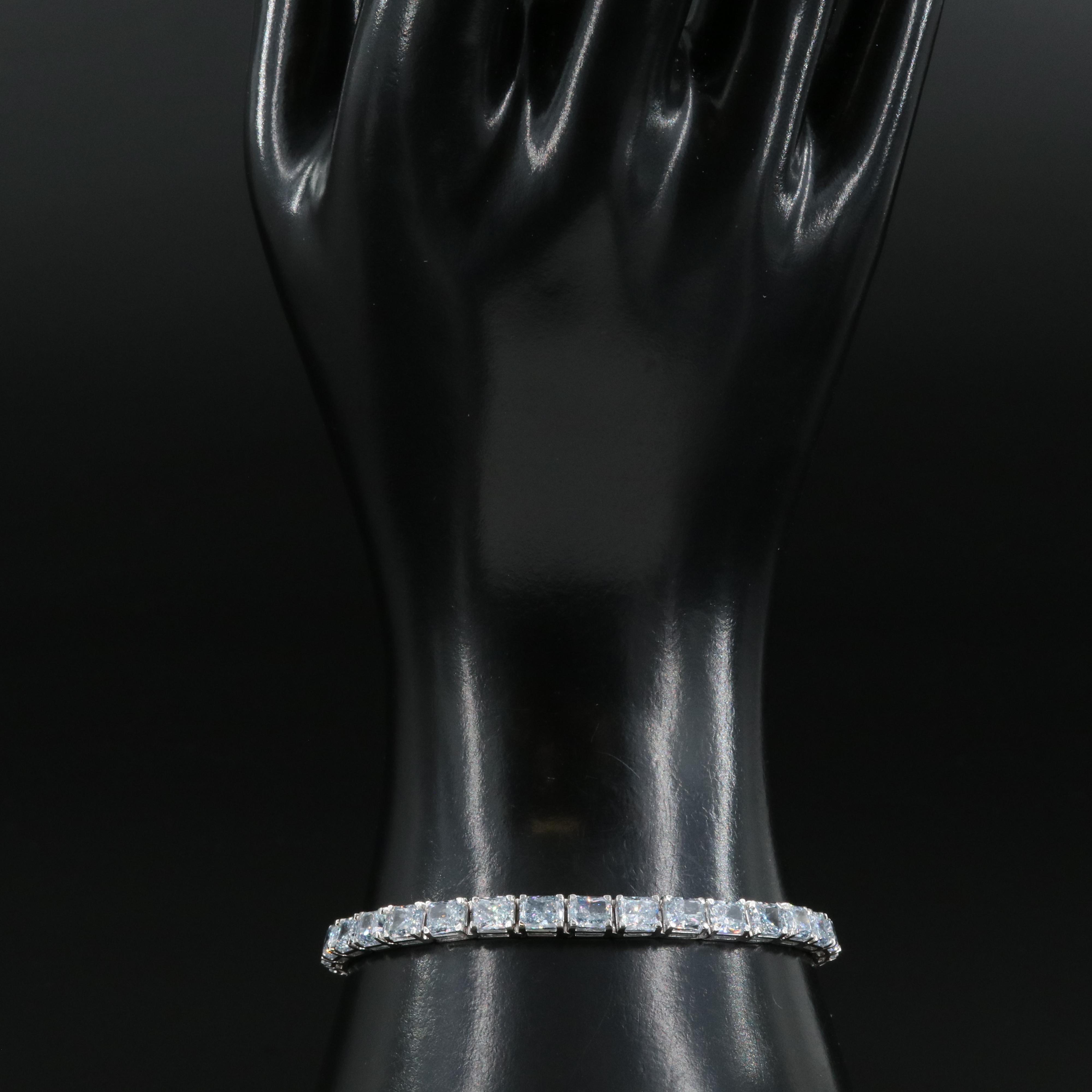 14K 14.75 CTW Lab Grown Fancy Blue Diamond Line Bracelet