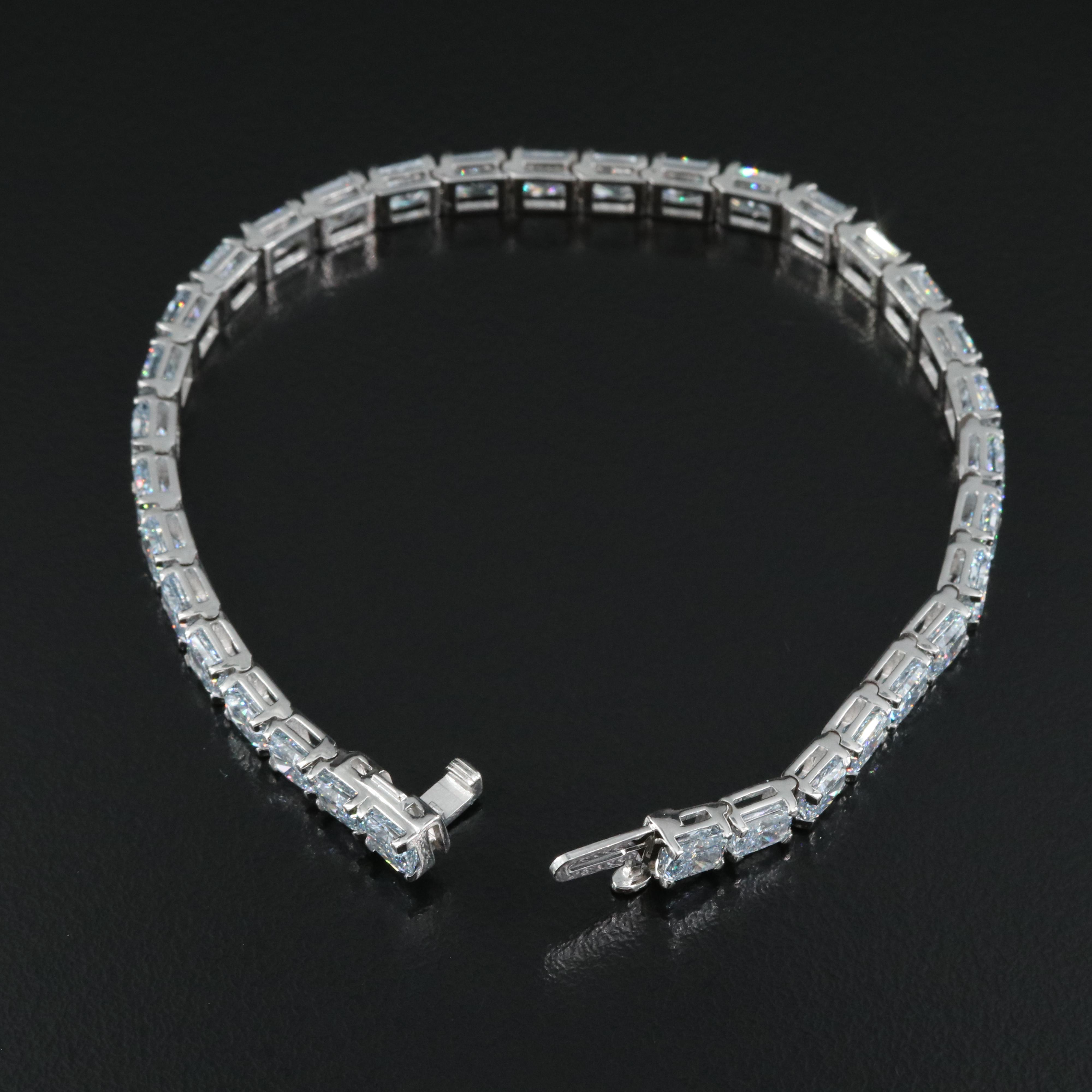 14K 14.75 CTW Lab Grown Fancy Blue Diamond Line Bracelet