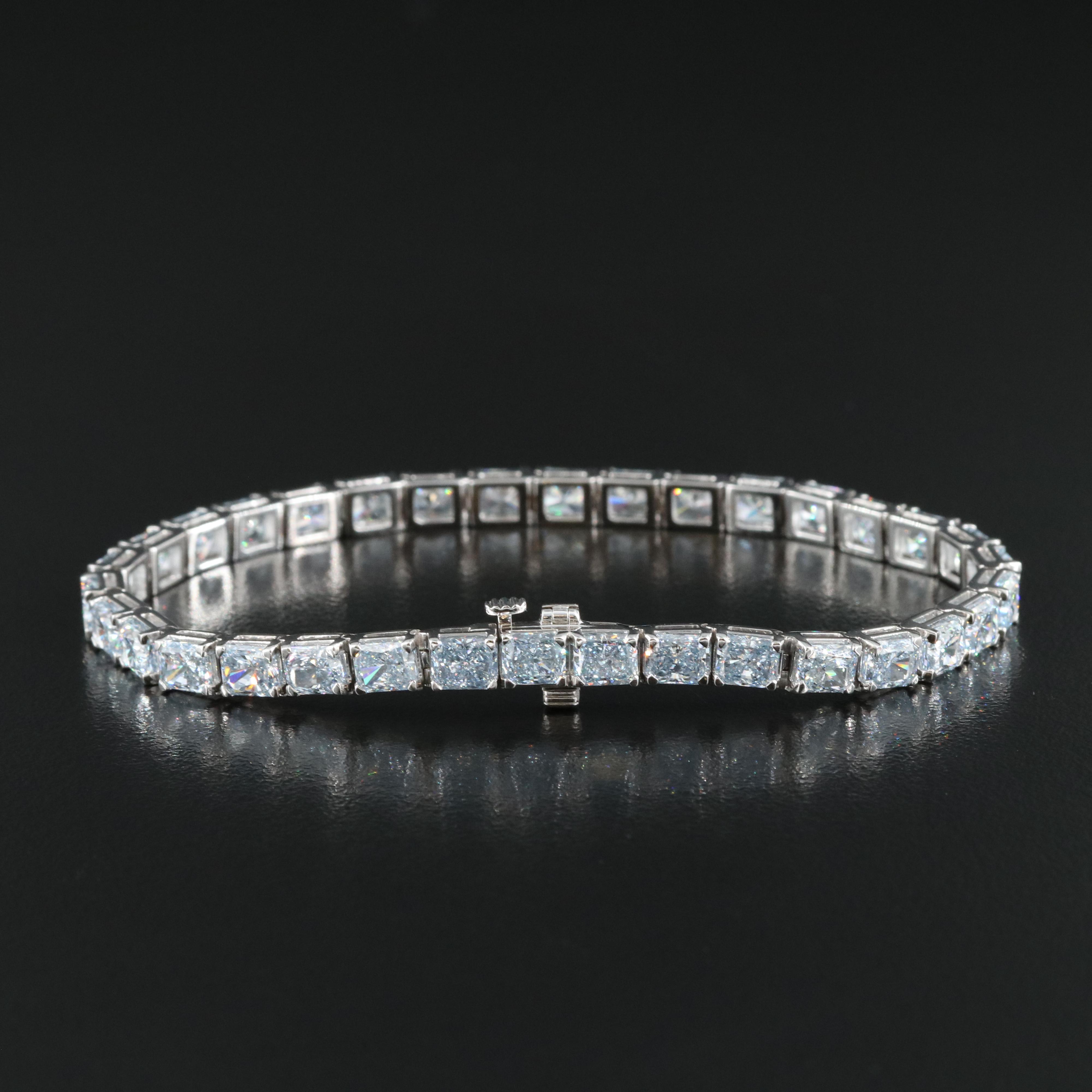 14K 14.75 CTW Lab Grown Fancy Blue Diamond Line Bracelet