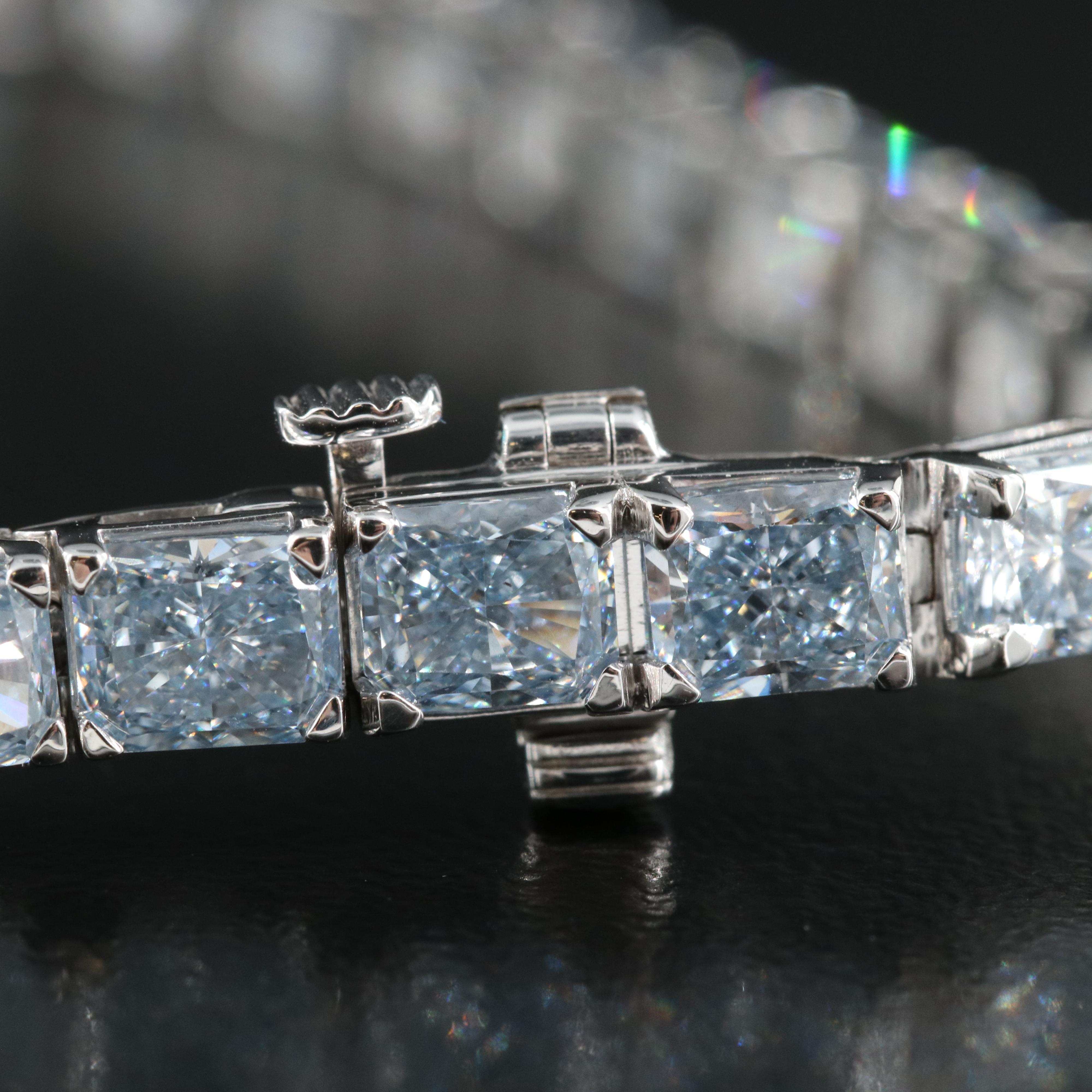 14K 14.75 CTW Lab Grown Fancy Blue Diamond Line Bracelet