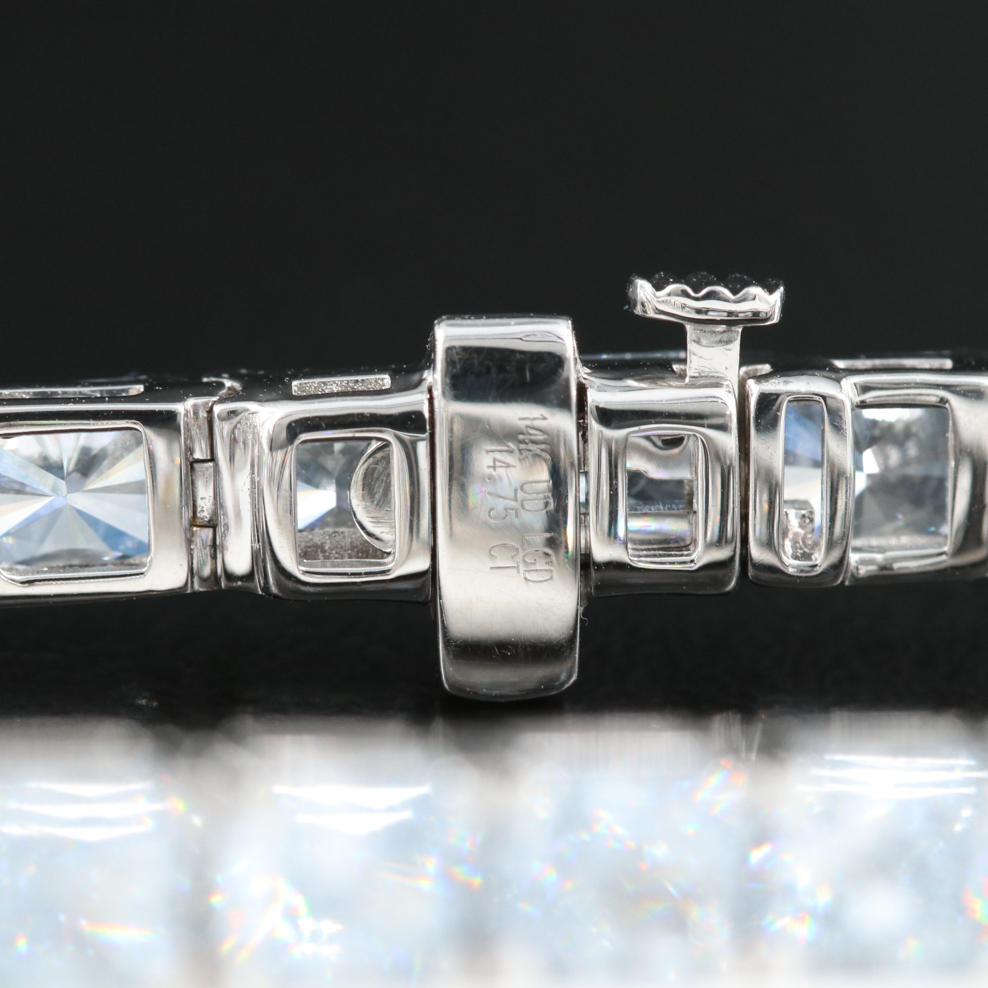 14K 14.75 CTW Lab Grown Fancy Blue Diamond Line Bracelet