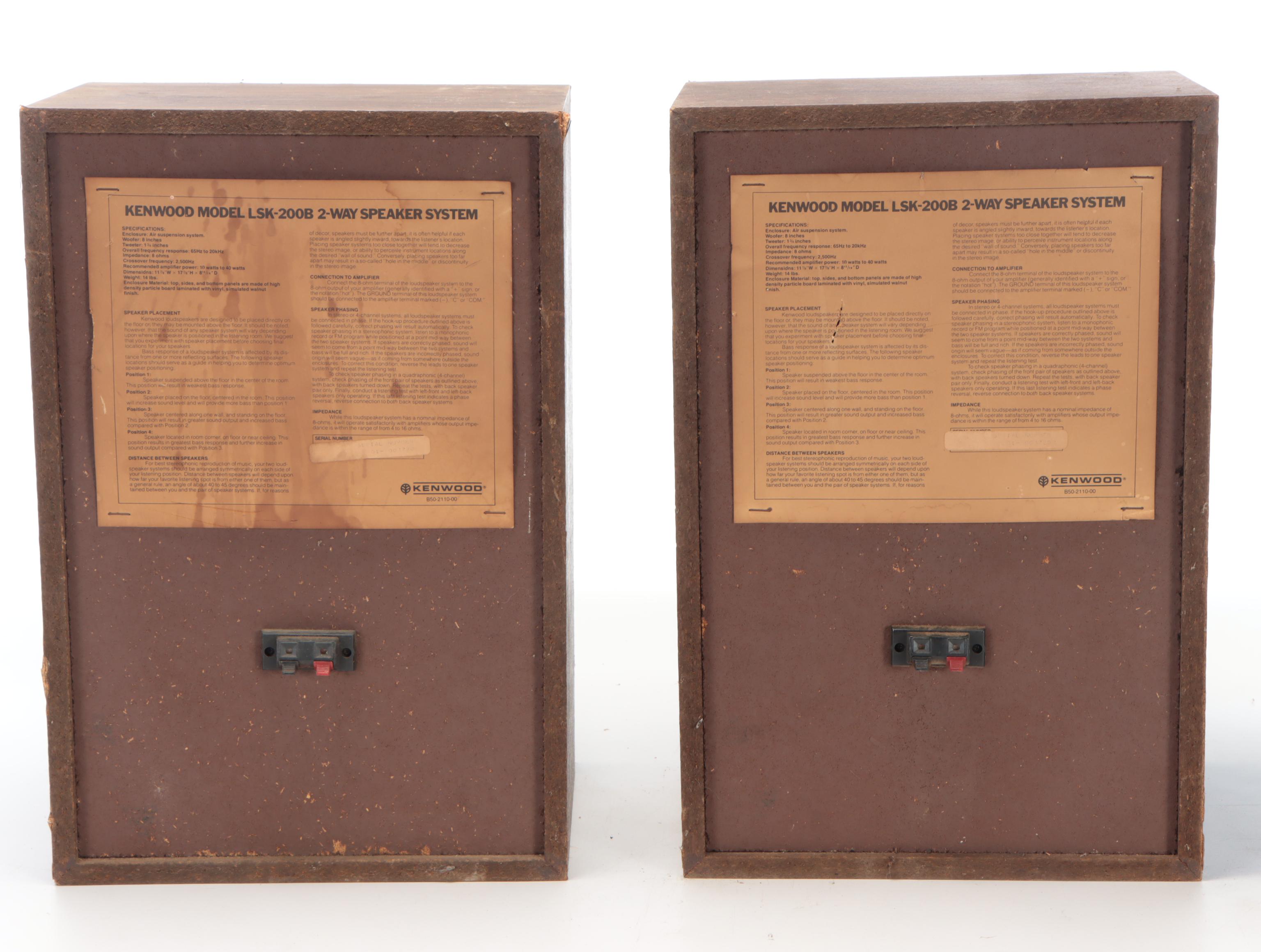 Kenwood Model LSK-200B Speaker System, Late 20th Century