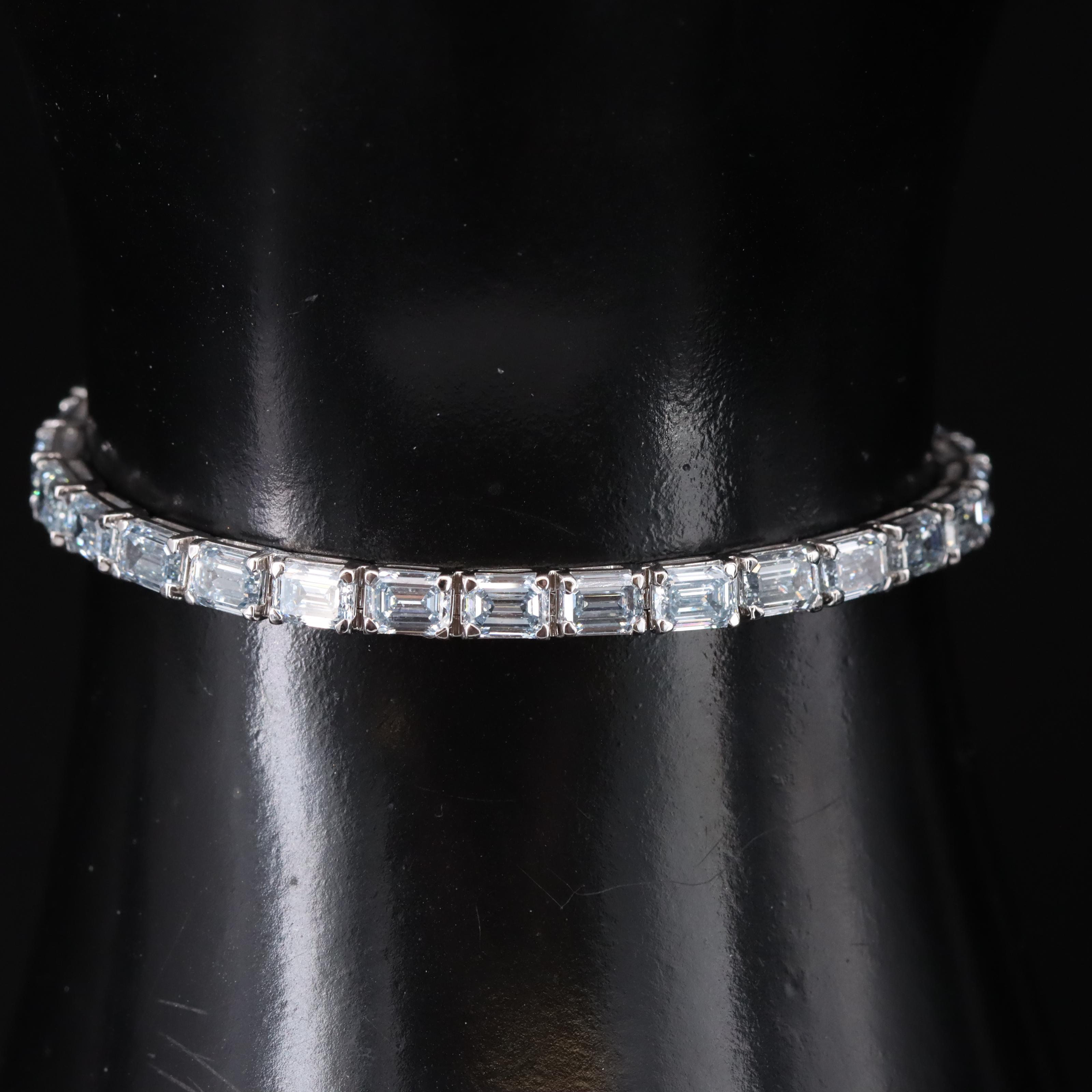 14K 11.50 CTW Fancy Light Blue Lab Grown Diamond Line Bracelet
