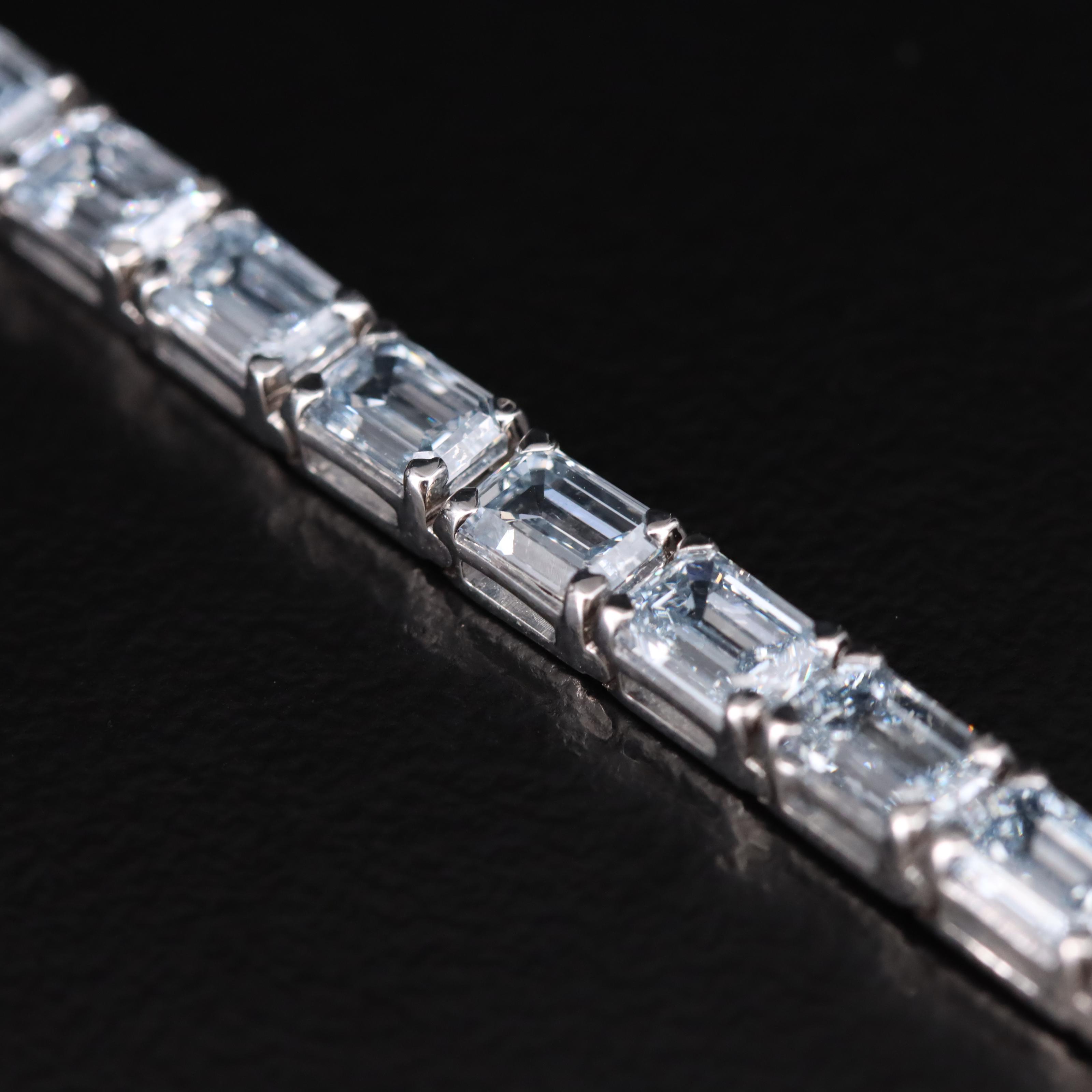 14K 11.50 CTW Fancy Light Blue Lab Grown Diamond Line Bracelet