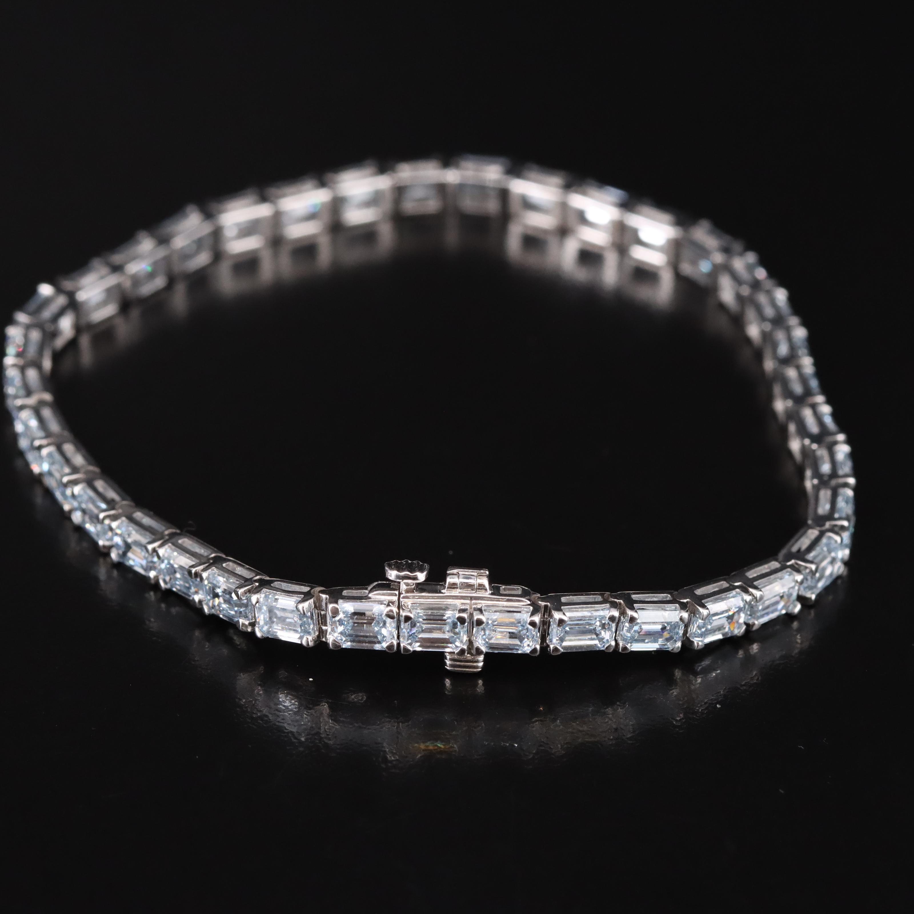 14K 11.50 CTW Fancy Light Blue Lab Grown Diamond Line Bracelet