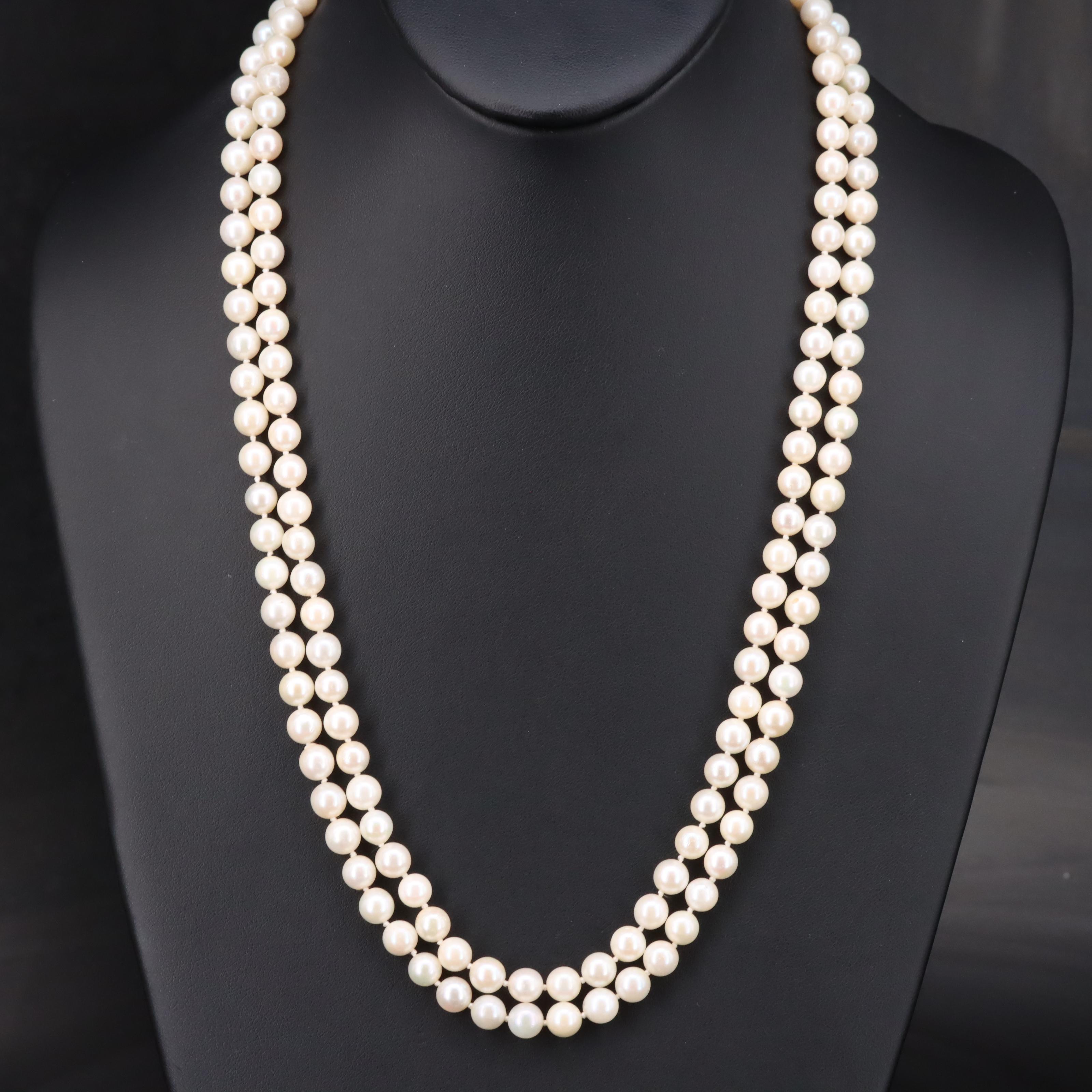 Pearl Double Strand Necklace with 14K Clasp