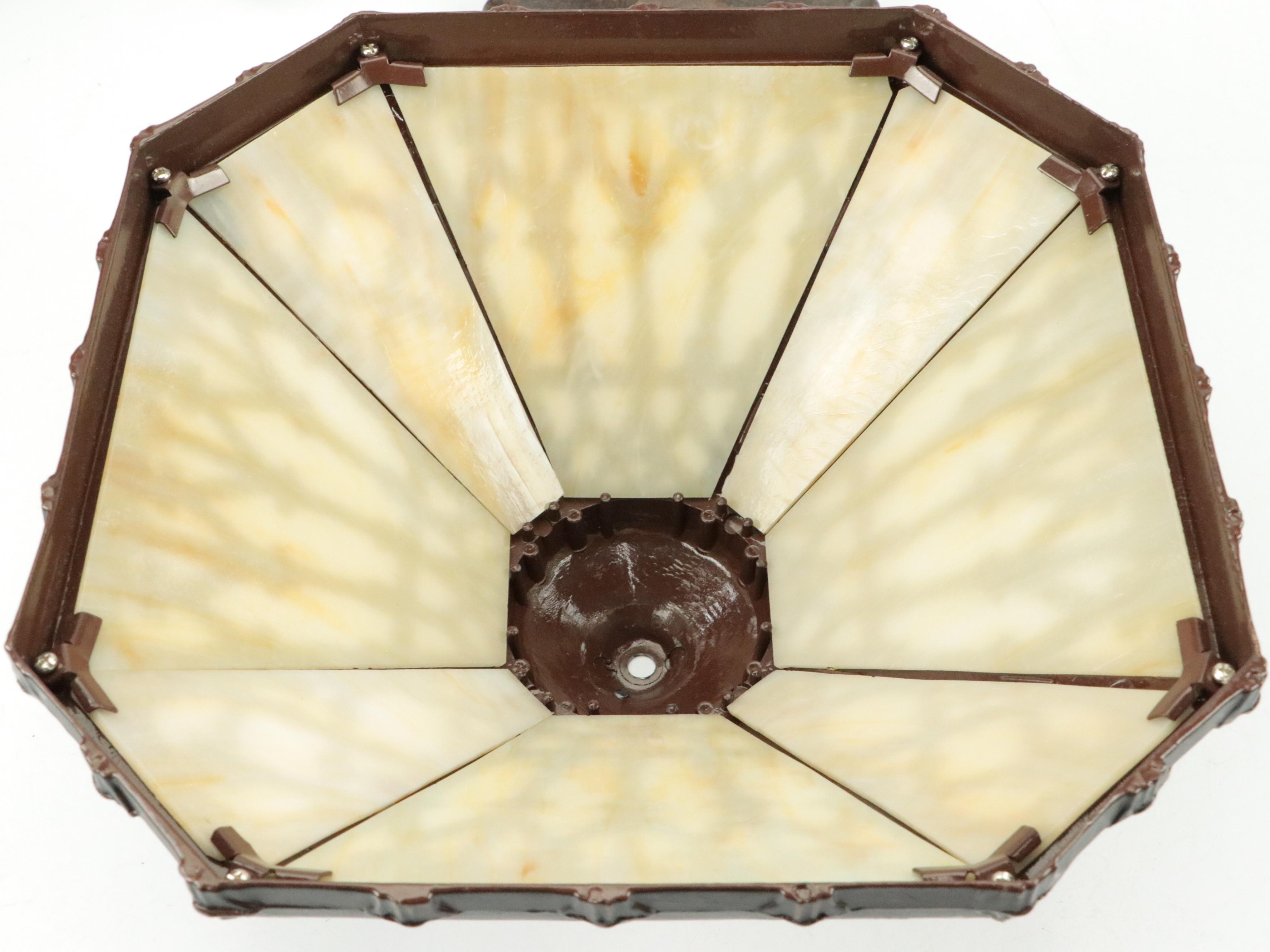 Contemporary Gothic Revival Style Slag Glass Shade Table Lamp