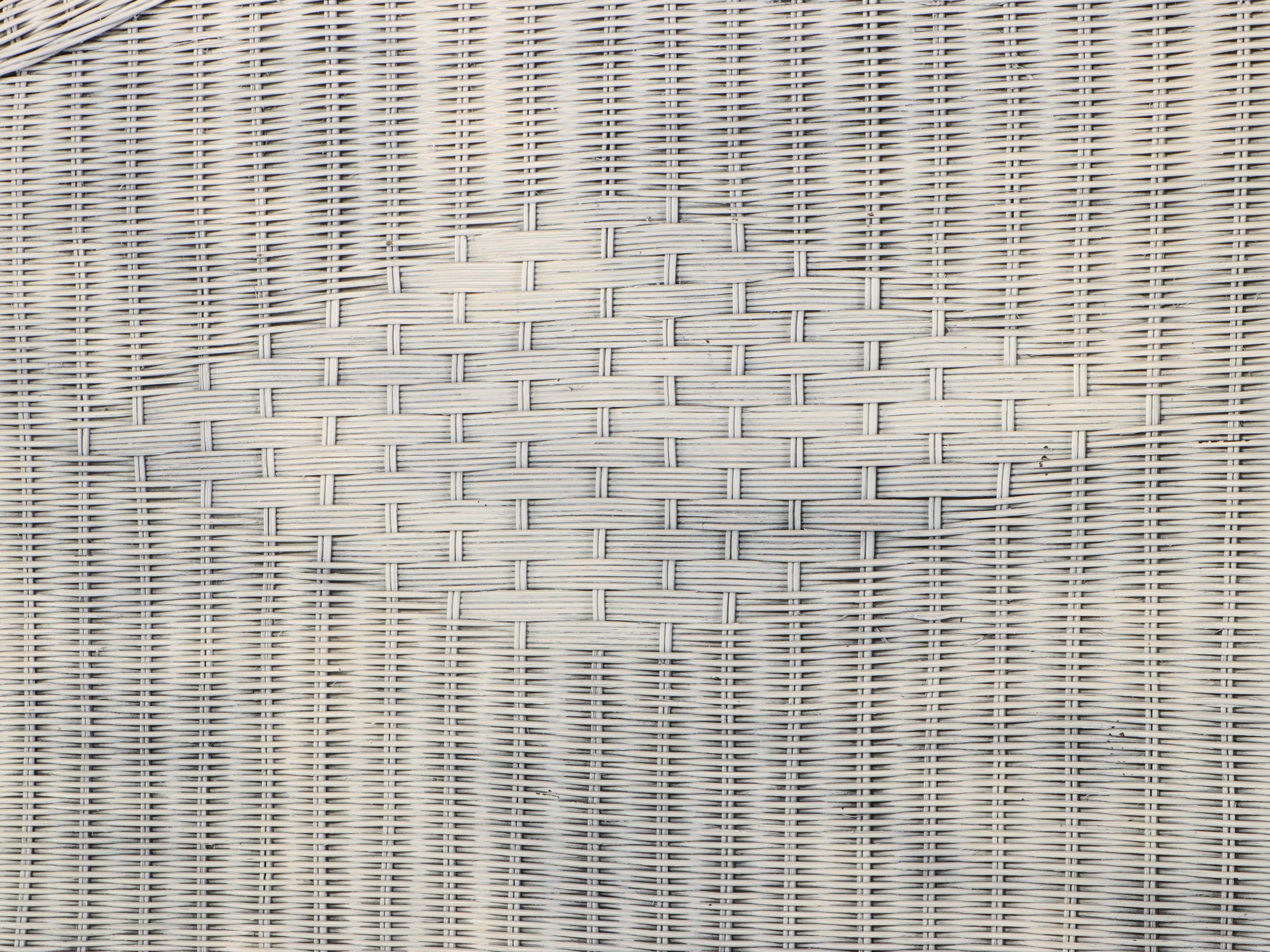 White-Painted Wicker Queen Size Wingback Headboard