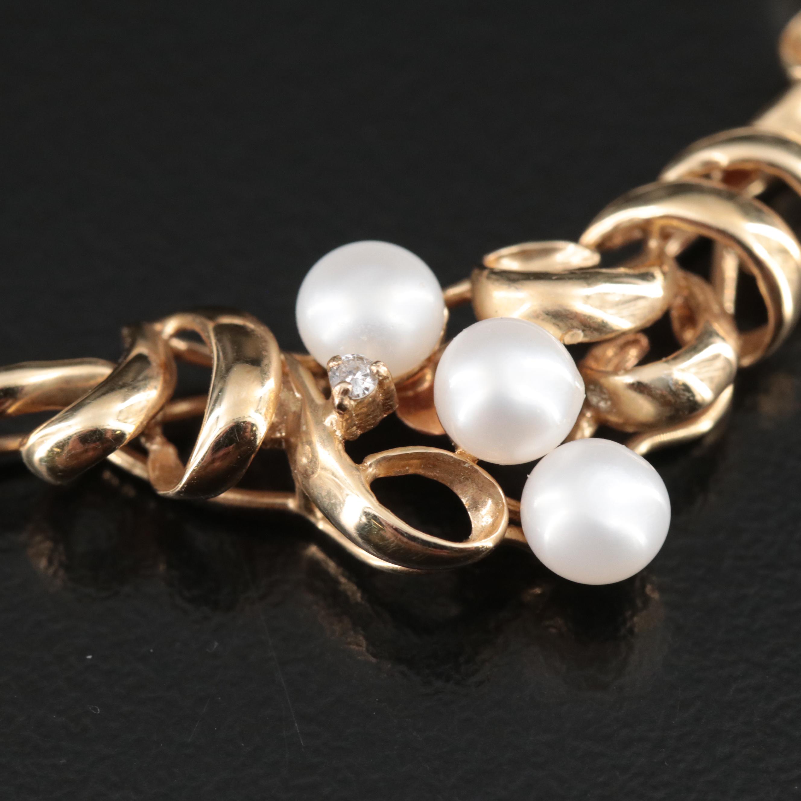 14K Pearl and Diamond Necklace