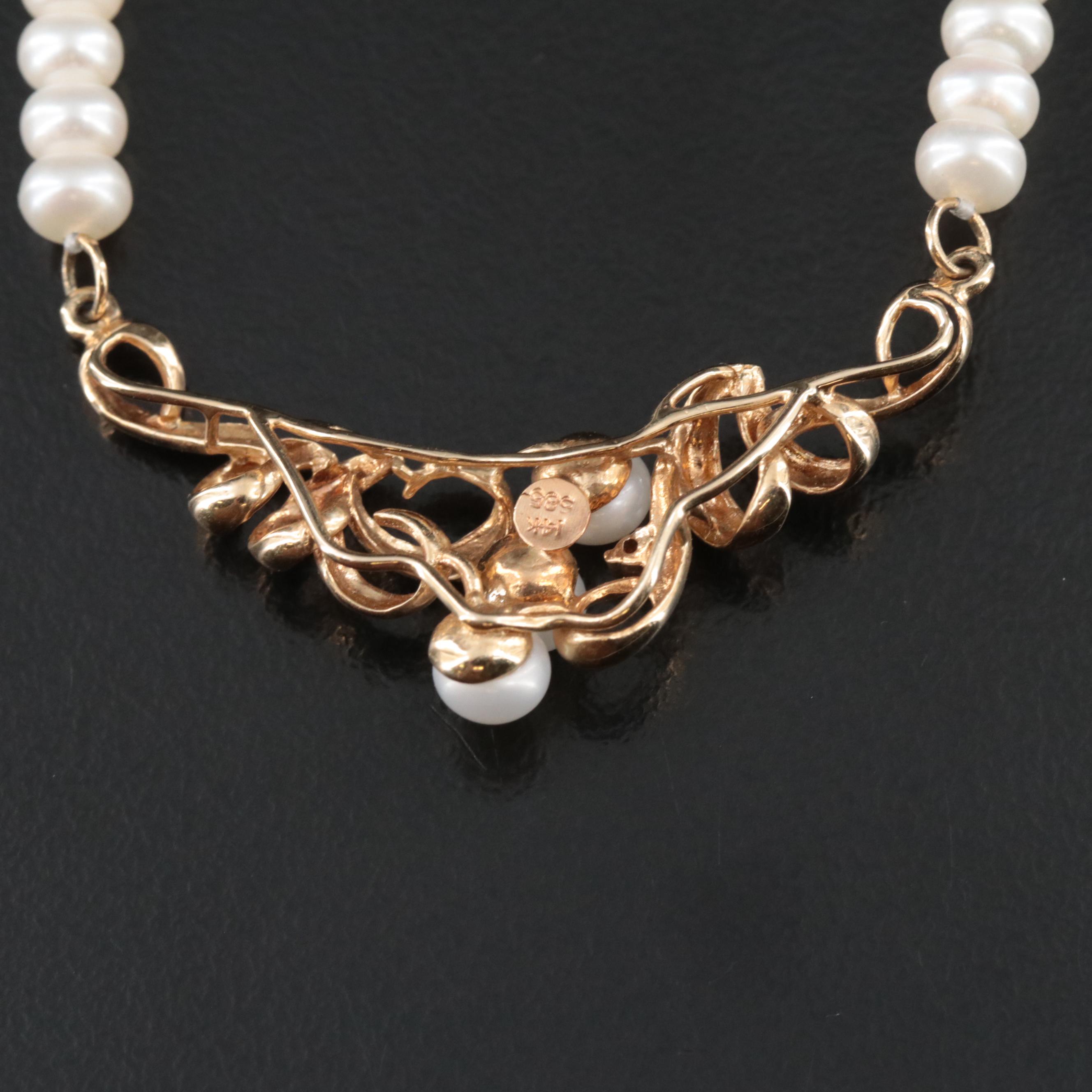 14K Pearl and Diamond Necklace