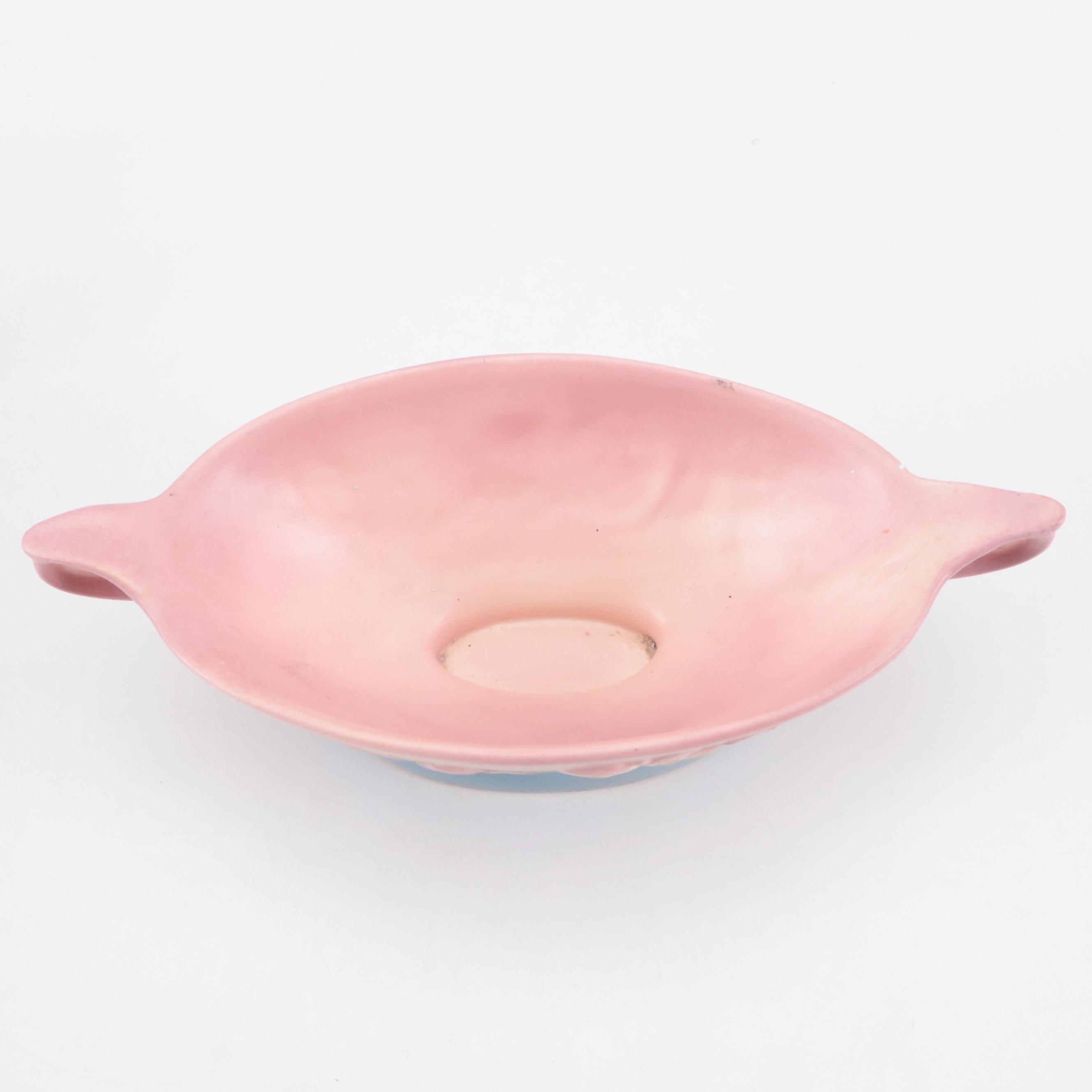 Red Wing Pottery Vase and Candlesticks with Hull Pottery Console Bowl Planter