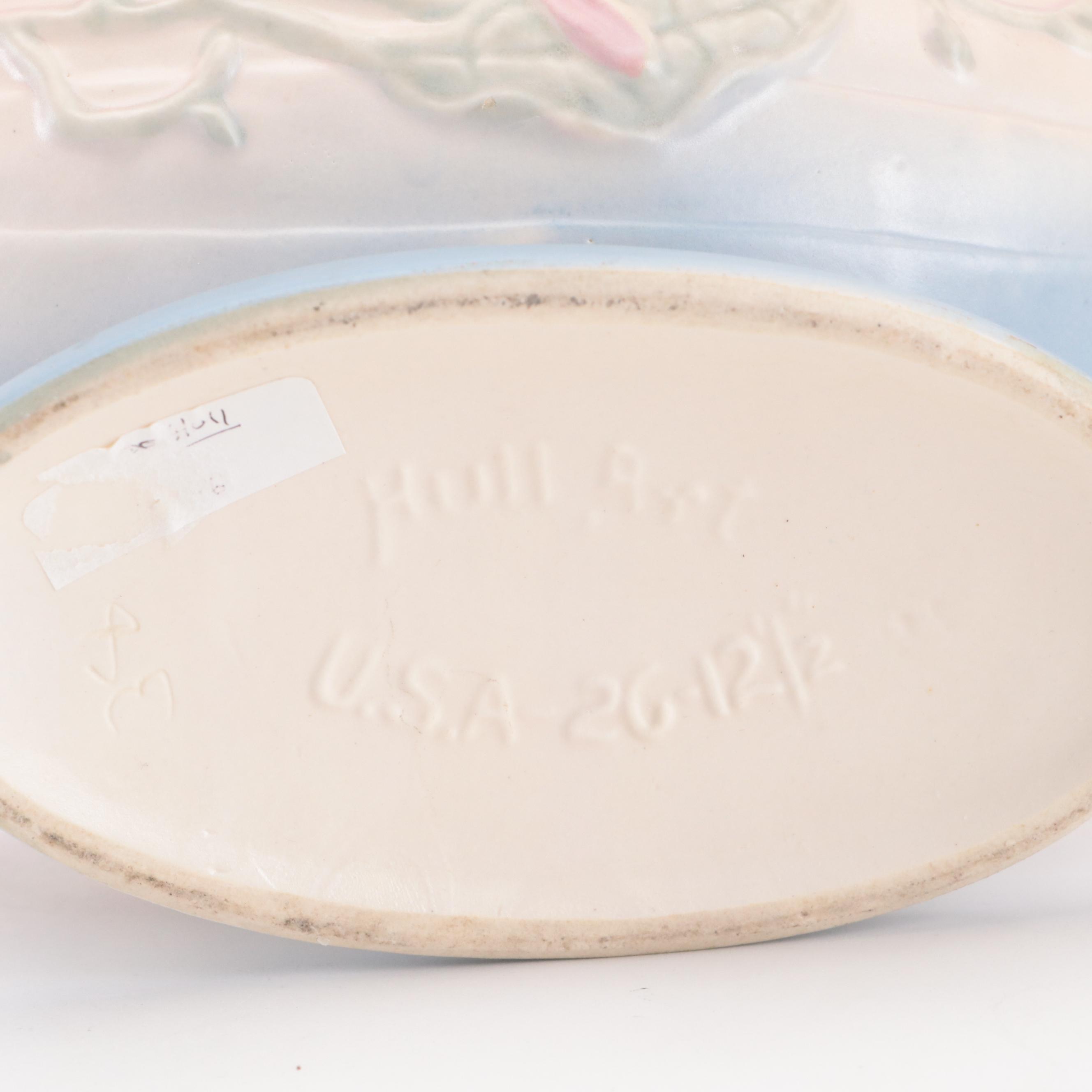 Red Wing Pottery Vase and Candlesticks with Hull Pottery Console Bowl Planter