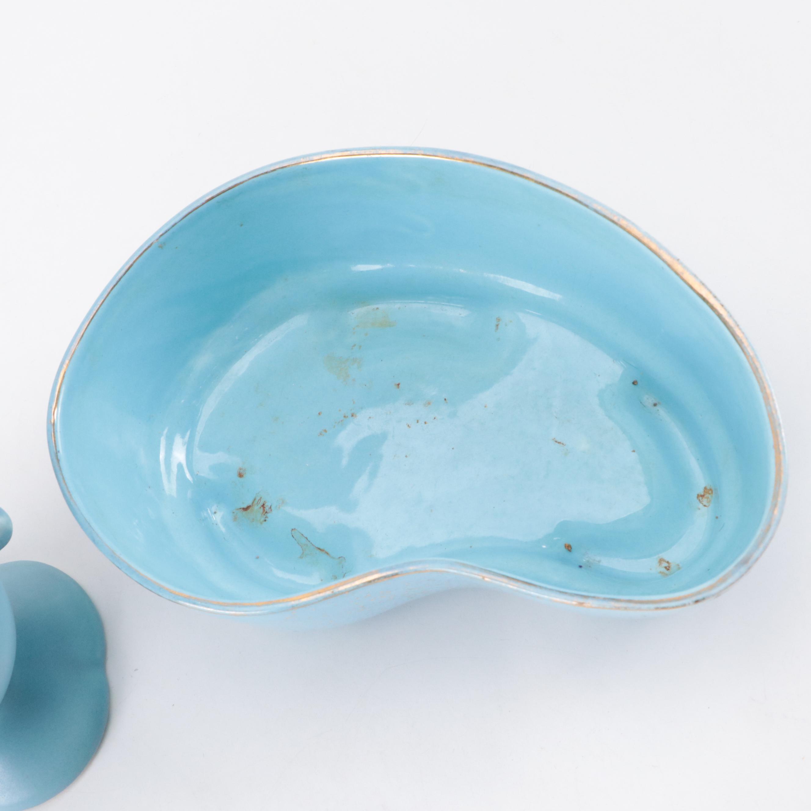 Red Wing Pottery Vase and Candlesticks with Hull Pottery Console Bowl Planter