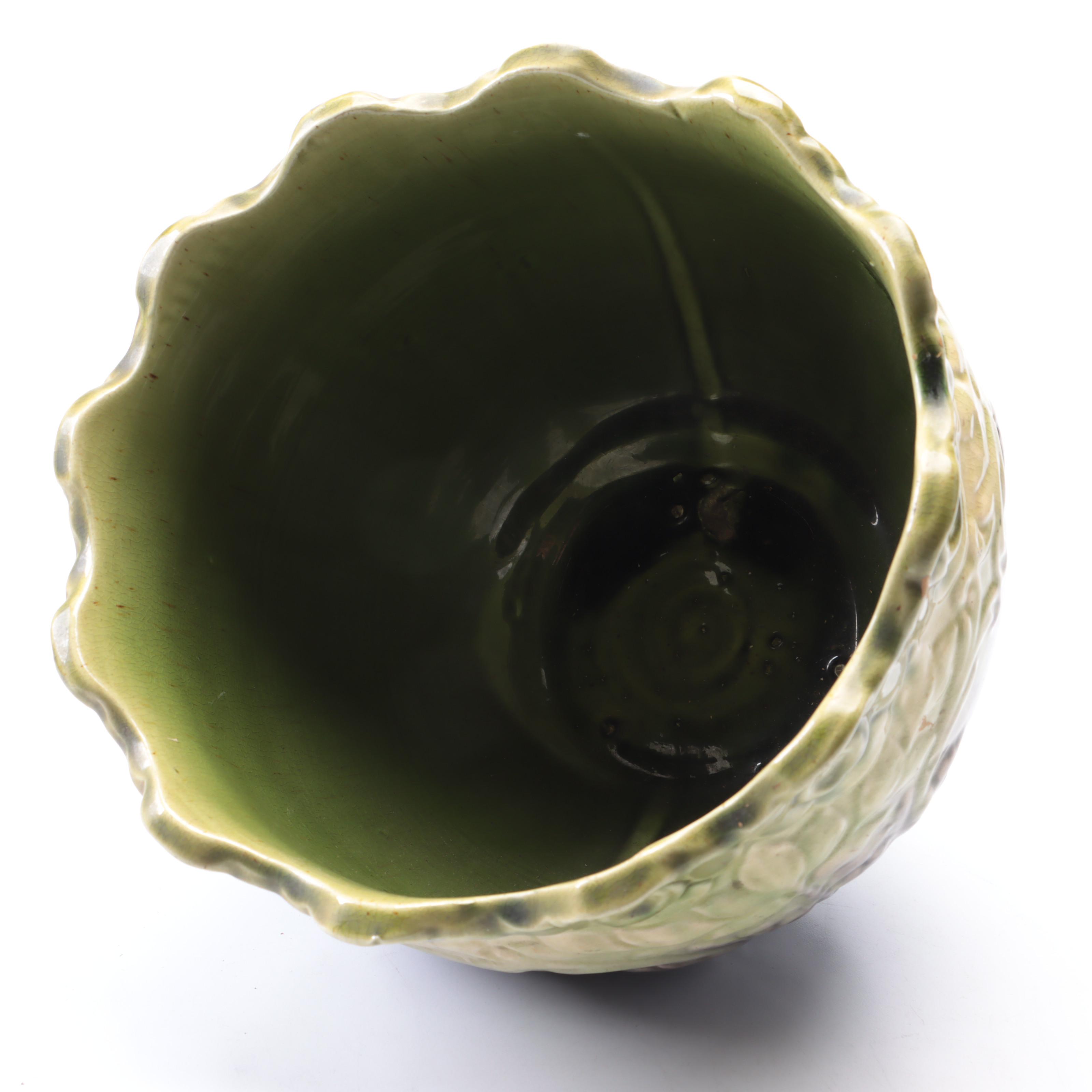 Green and Purple Drip Glaze American Art Pottery Planter, Vintage