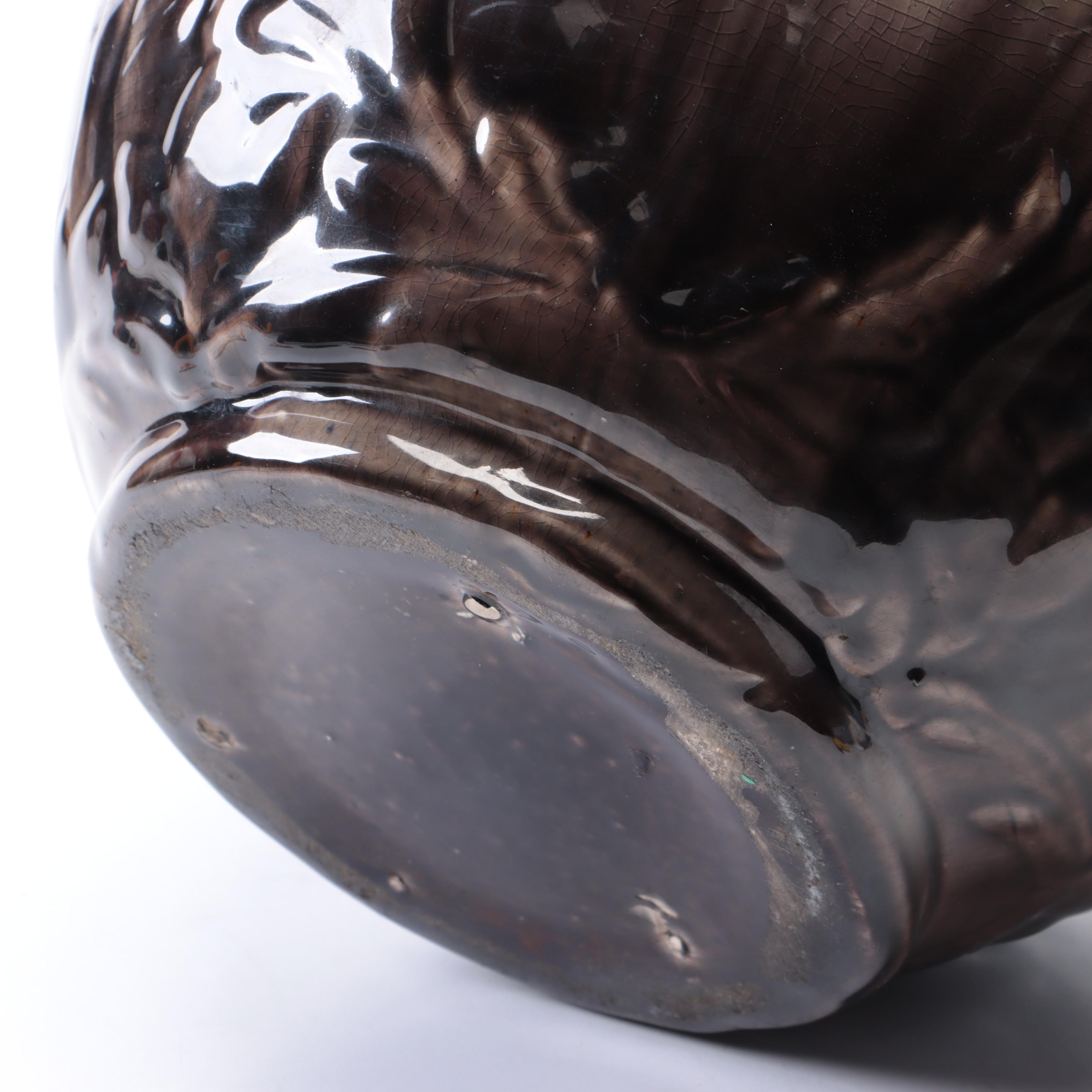 Green and Purple Drip Glaze American Art Pottery Planter, Vintage