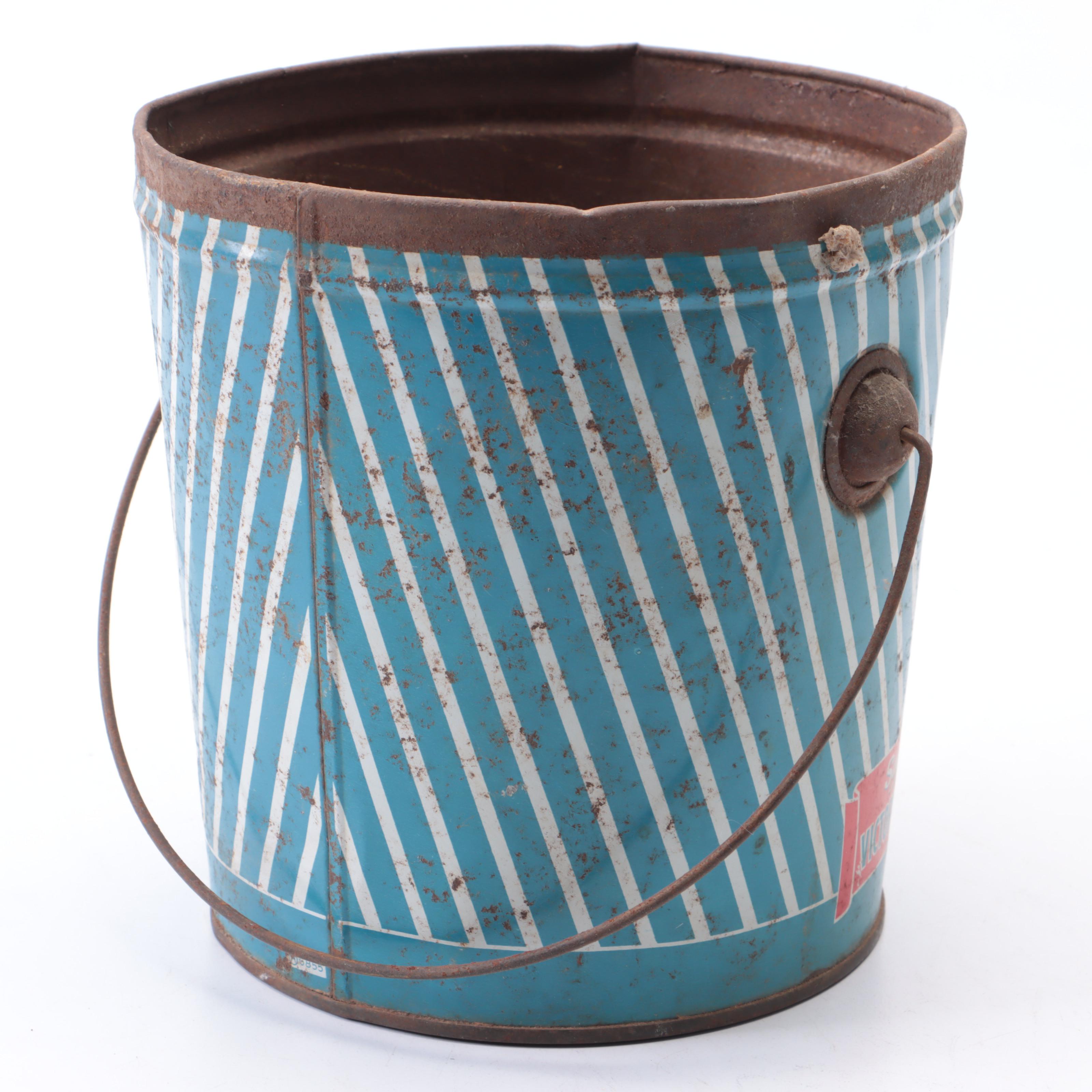 Galvanized Milk Can with Sucher's Victory Brand Pure Lard Bucket and Shaker