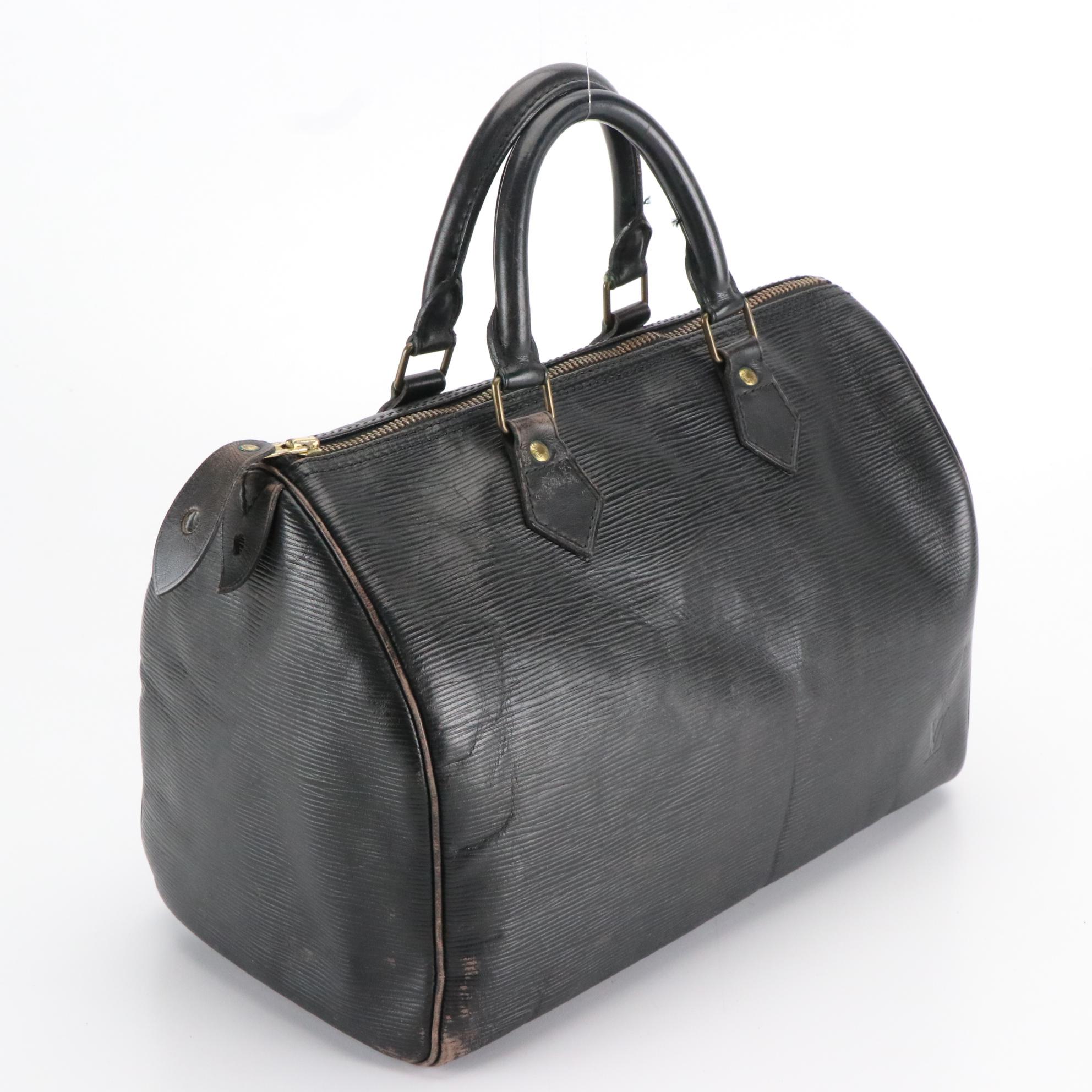 Louis Vuitton Speedy 30 in Black Epi and Smooth Leather