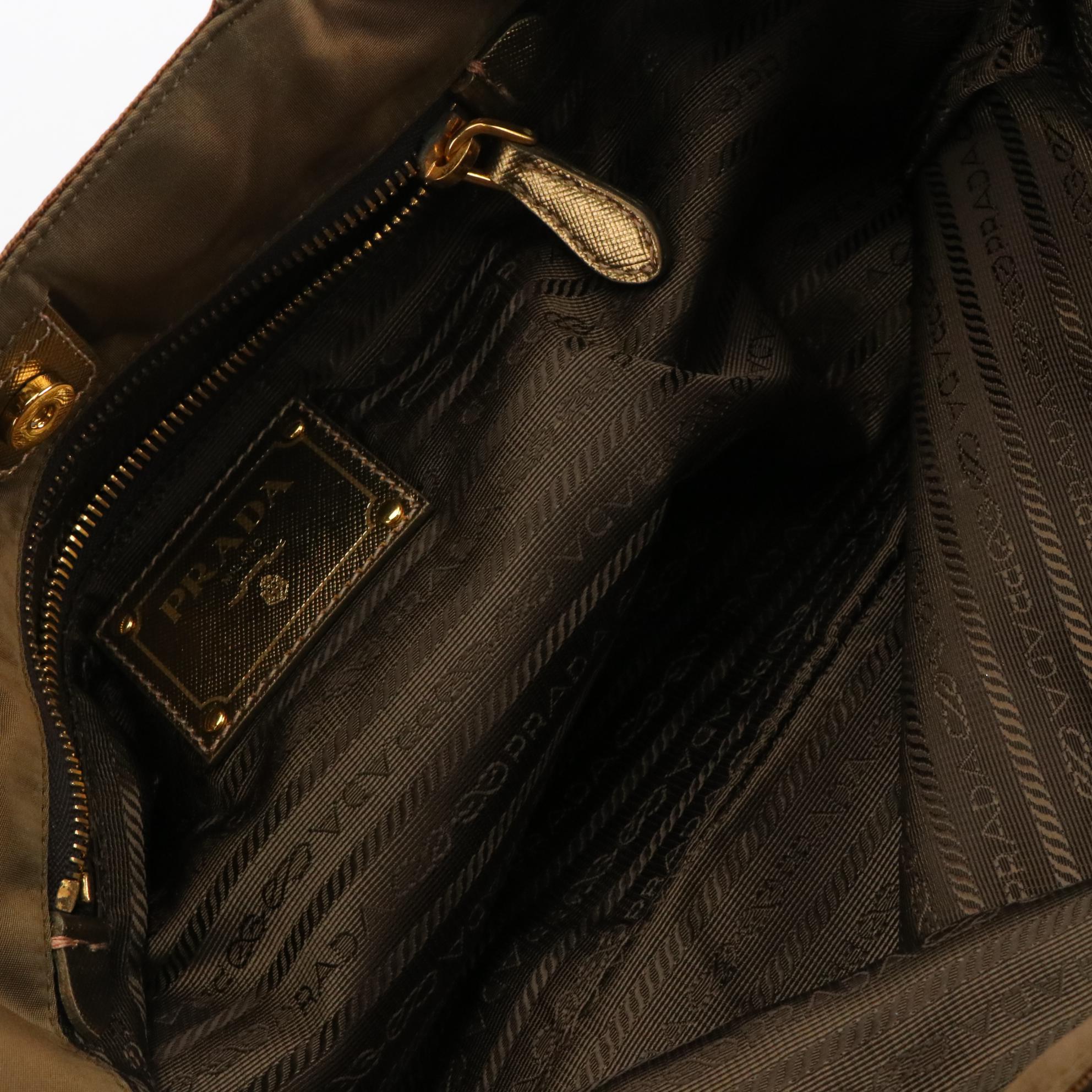 Prada Tote BN1755 in Logo Nylon Jacquard with Metallic Saffiano Leather Trim