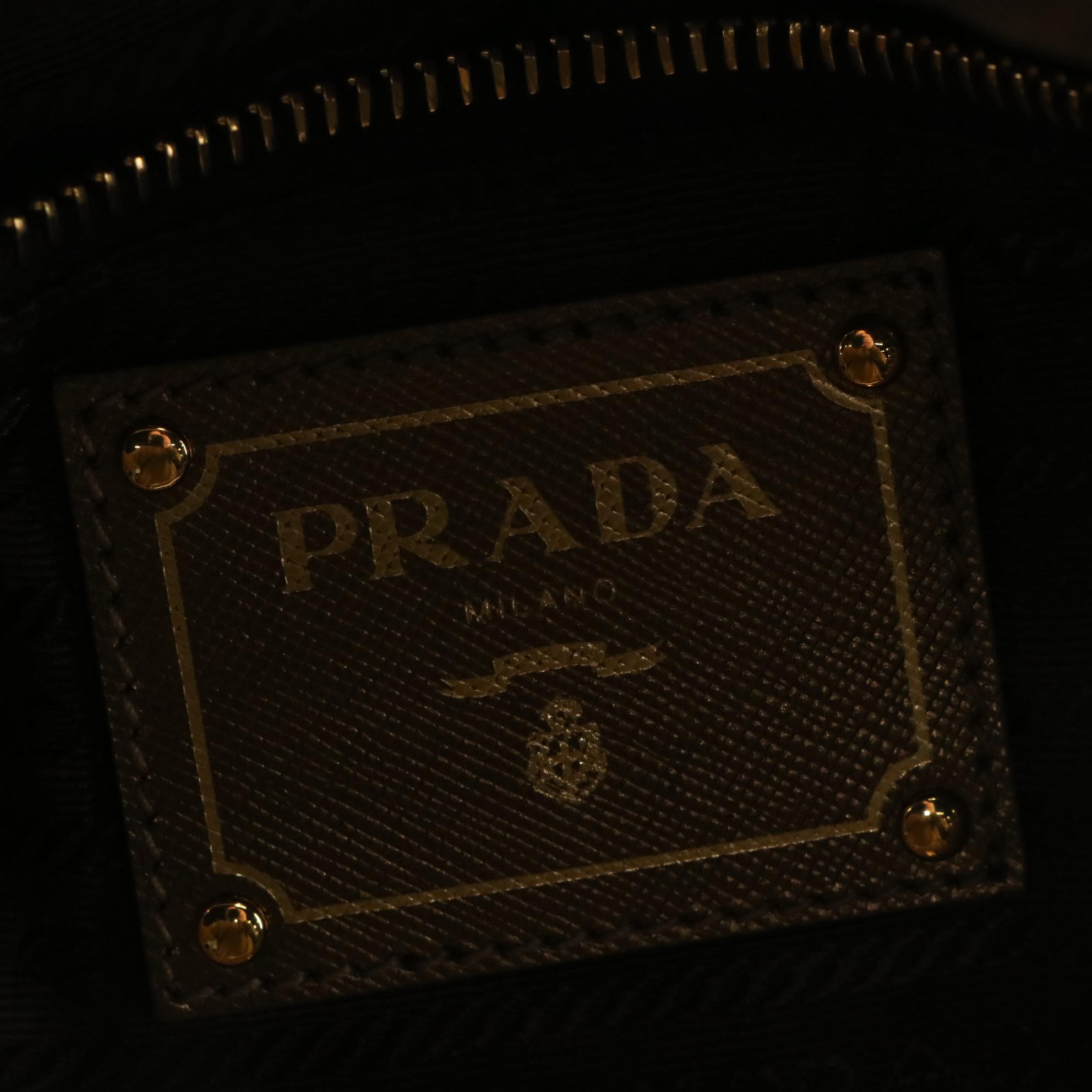 Prada Tote BN1755 in Logo Nylon Jacquard with Metallic Saffiano Leather Trim