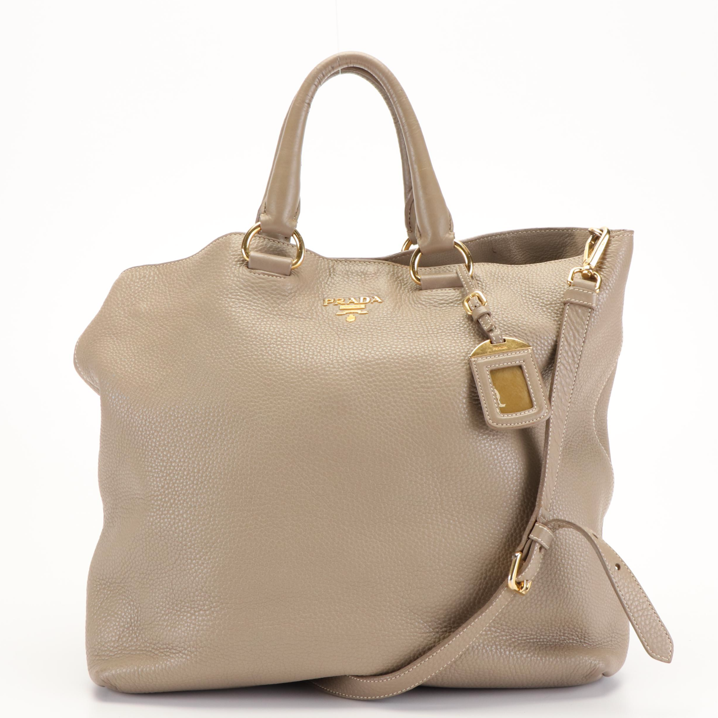 Prada Tote in Grey Vitello Daino Leather