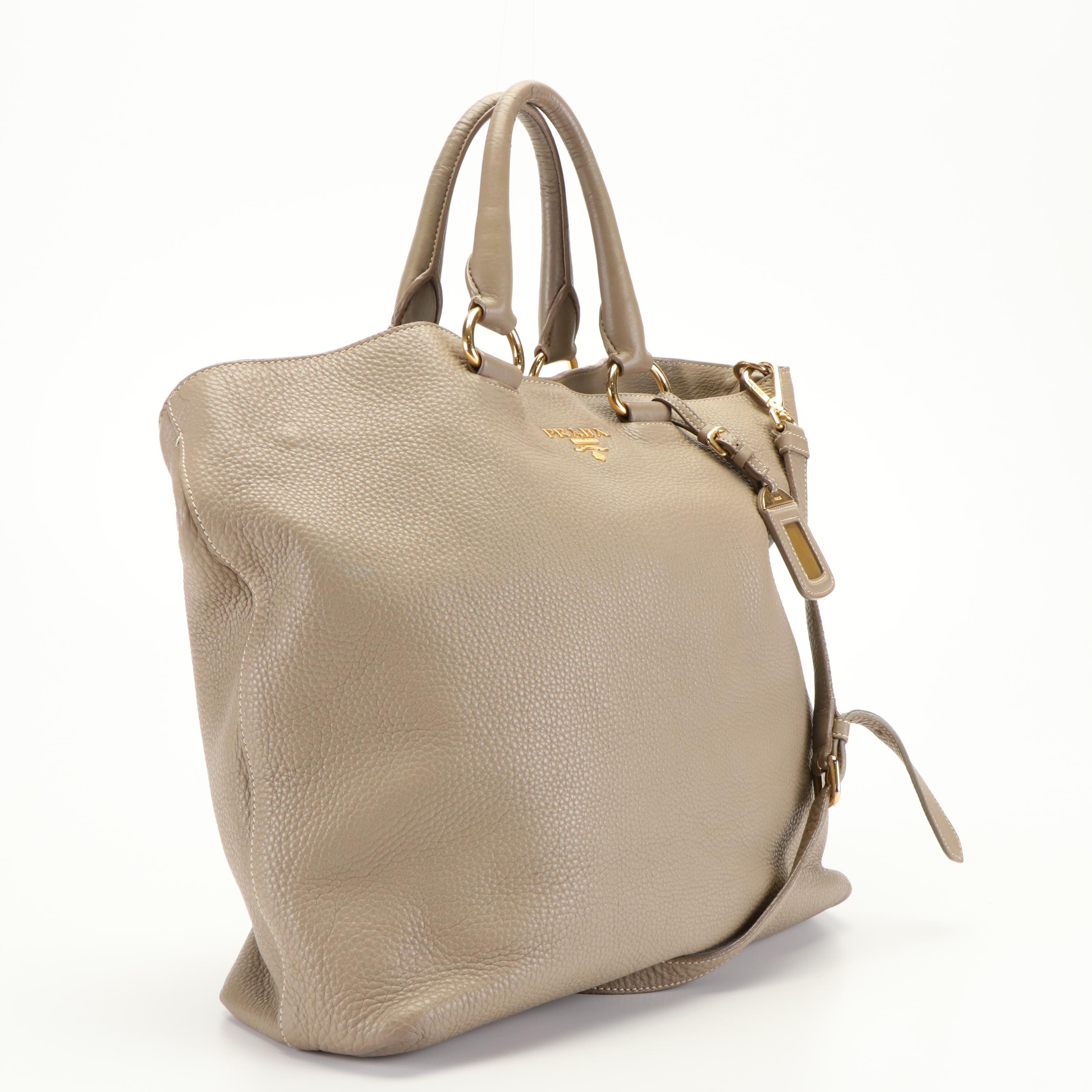 Prada Tote in Grey Vitello Daino Leather