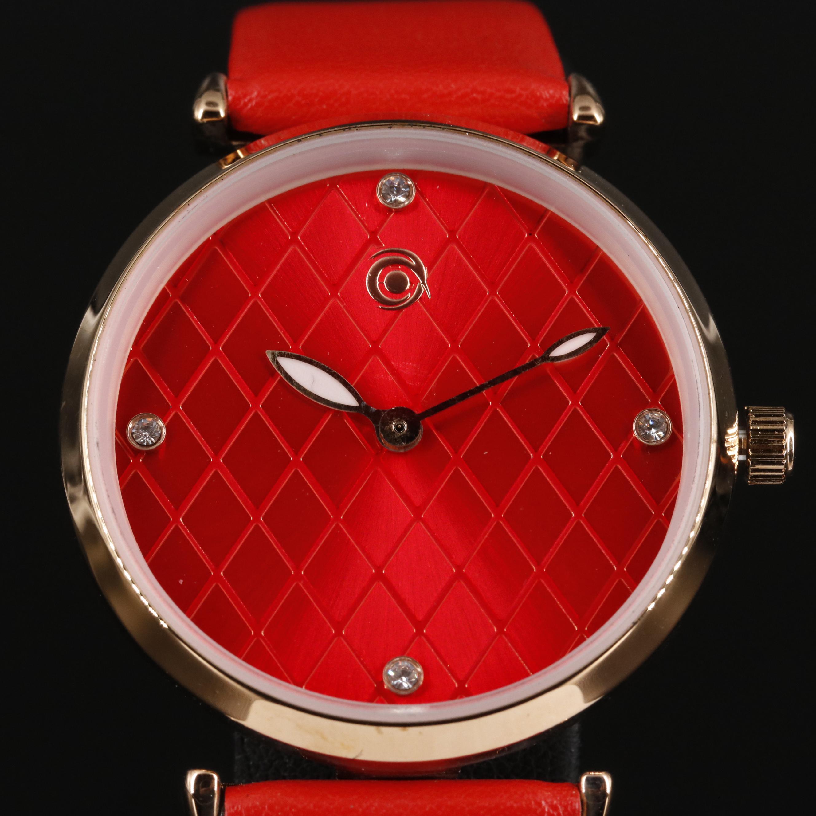 Magnicor Watch with Red Argyle Dial and Strap