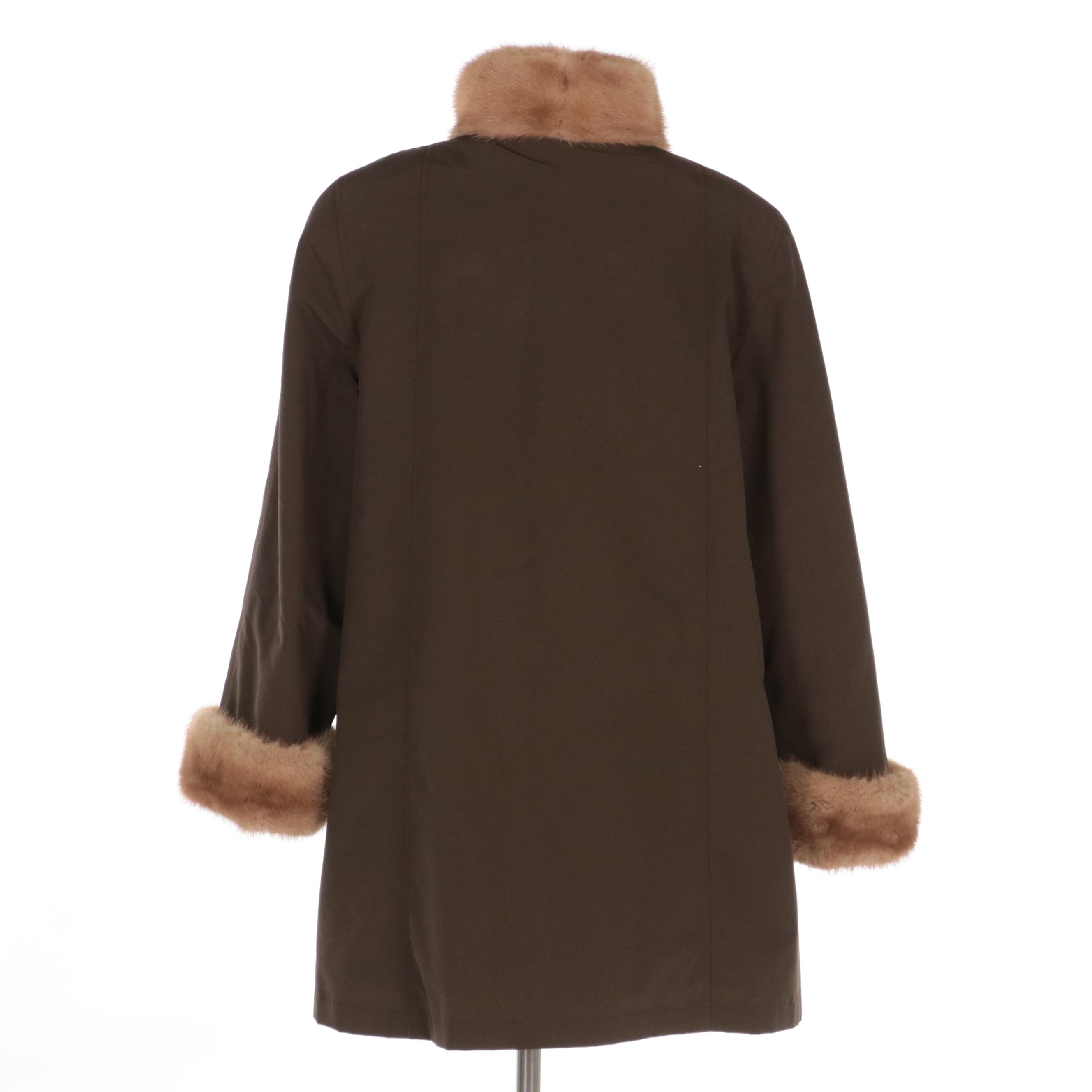 Loro Piana Storm System® Coat in Technical Fabric with Mink and Nutria Fur