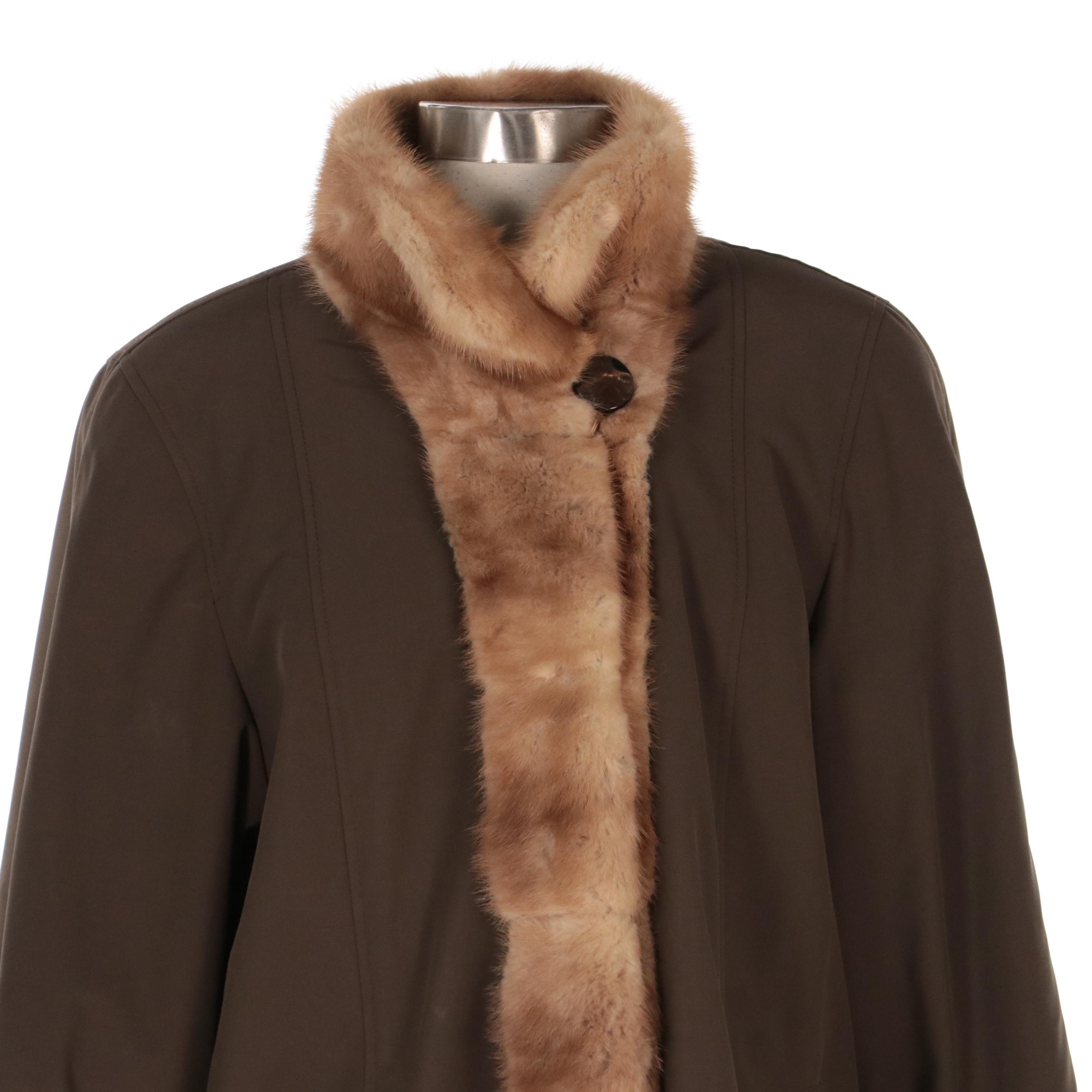 Loro Piana Storm System® Coat in Technical Fabric with Mink and Nutria Fur
