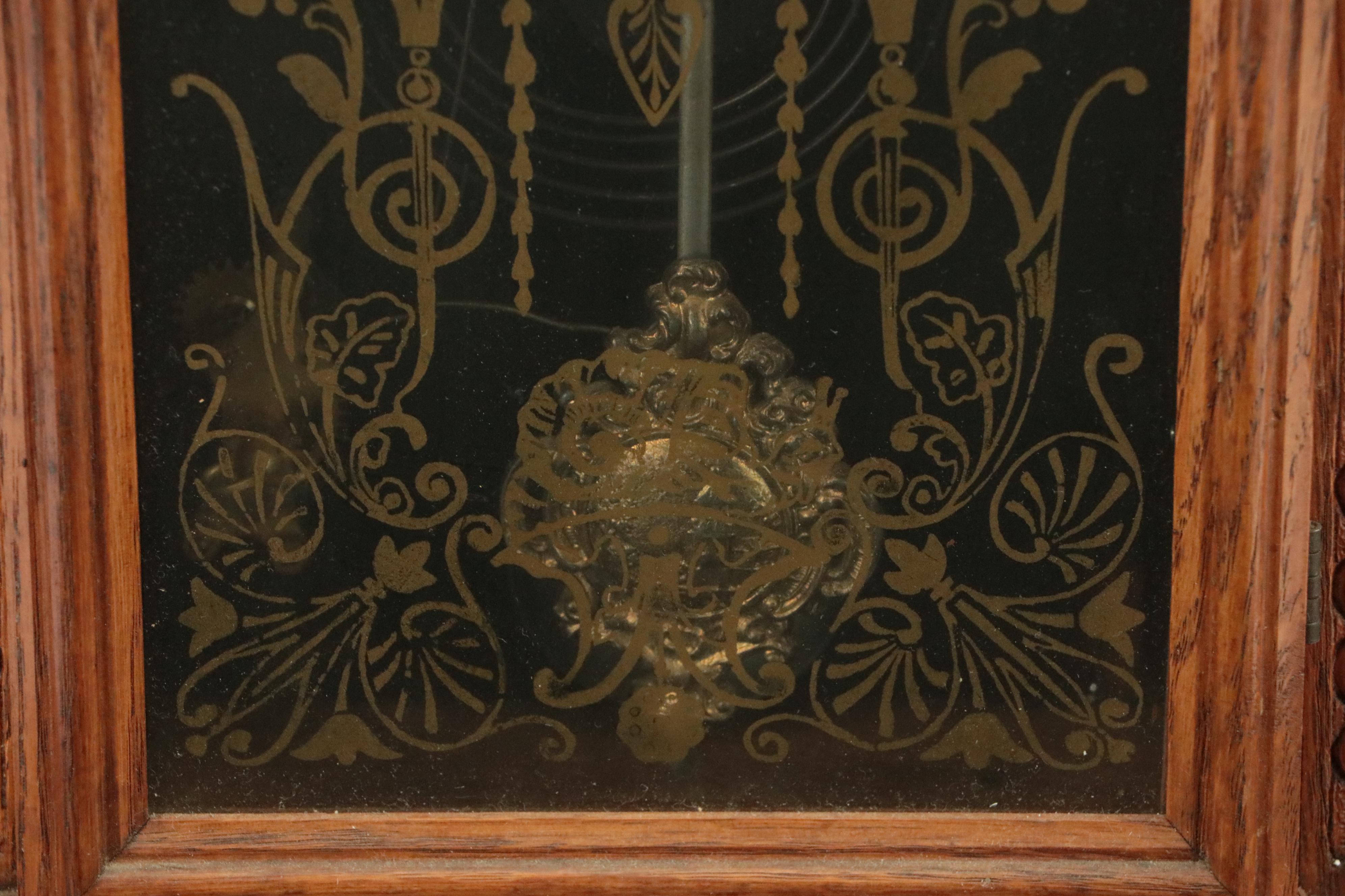 E. Ingraham Co. Victorian Pressed Oak Gingerbread Mantel Clock