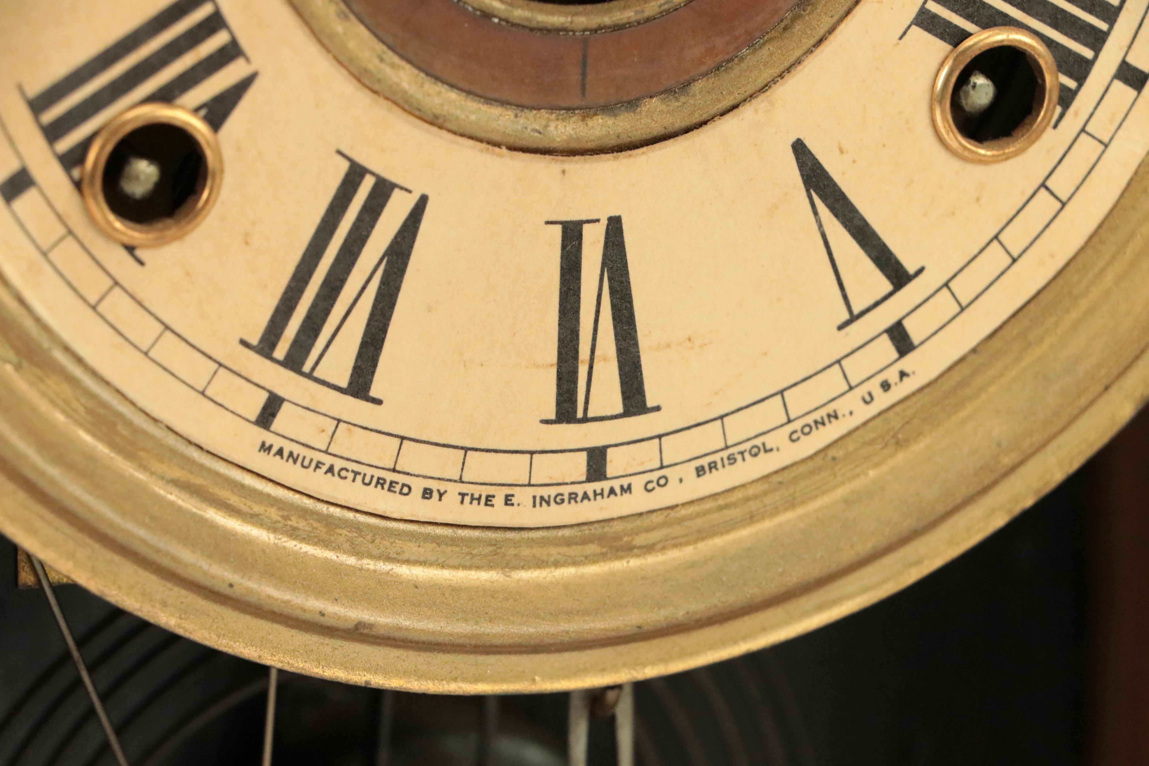 E. Ingraham Co. Victorian Pressed Oak Gingerbread Mantel Clock