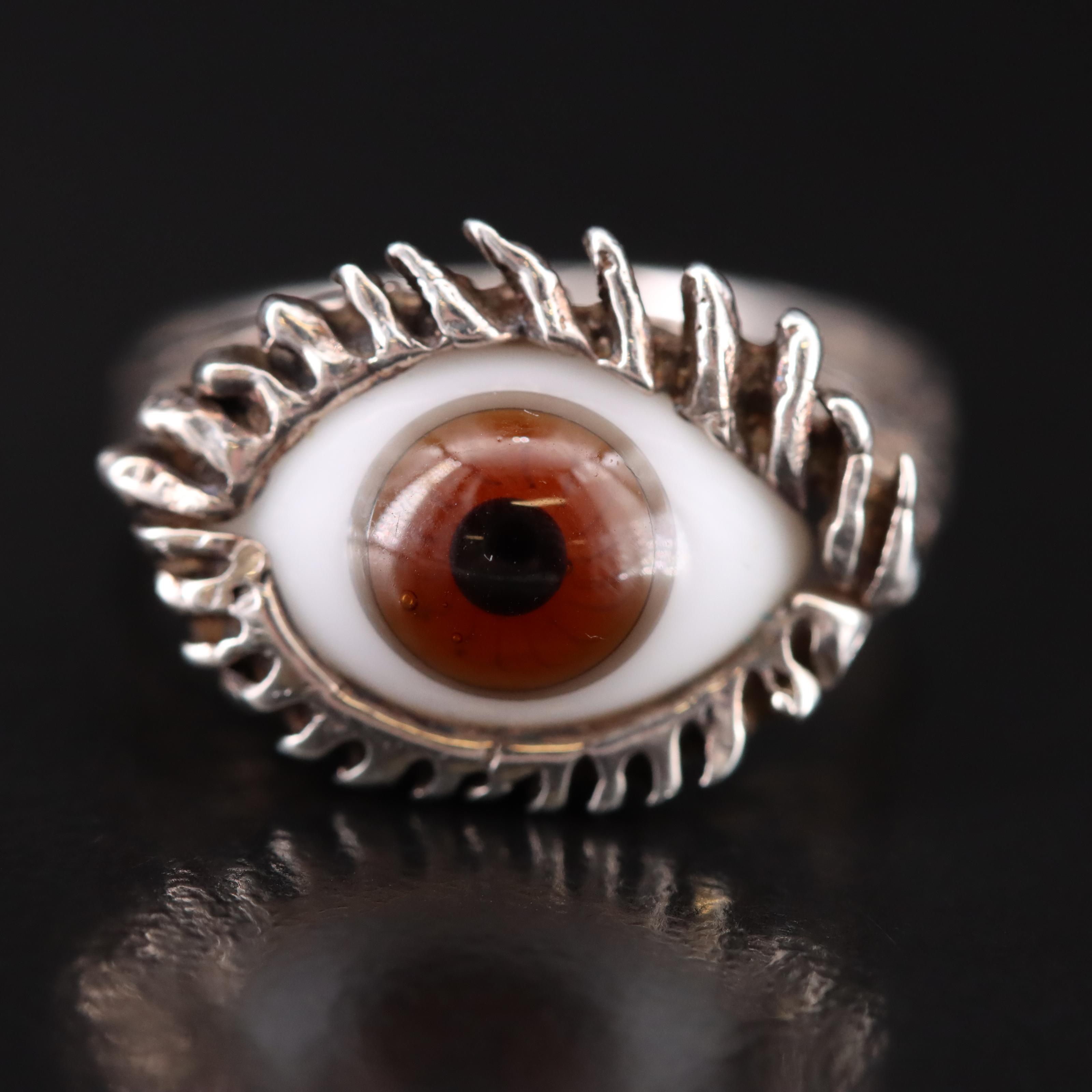 Sterling Glass Taxidermy Eye Ring