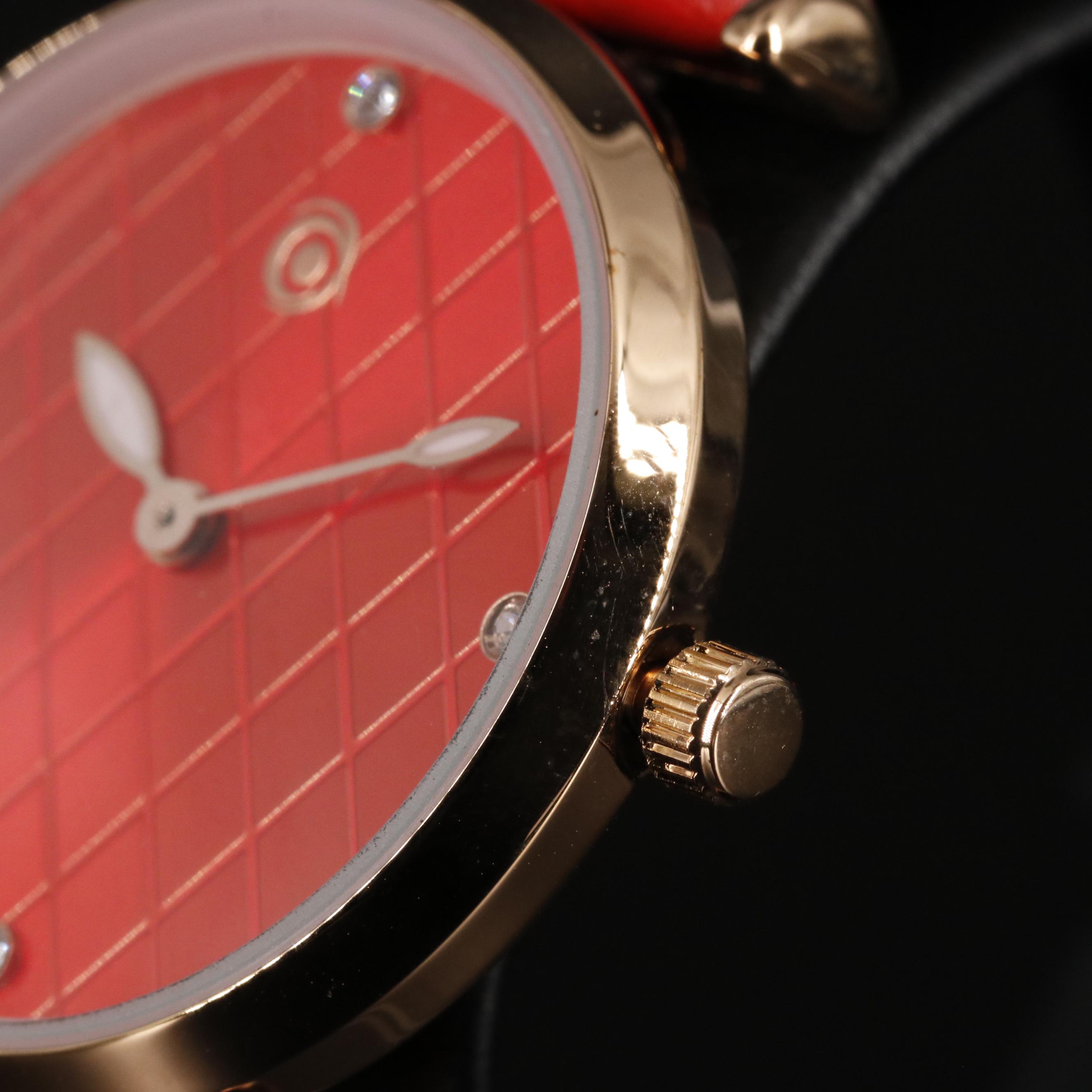 Magnicor Watch with Red Argyle Dial and Strap