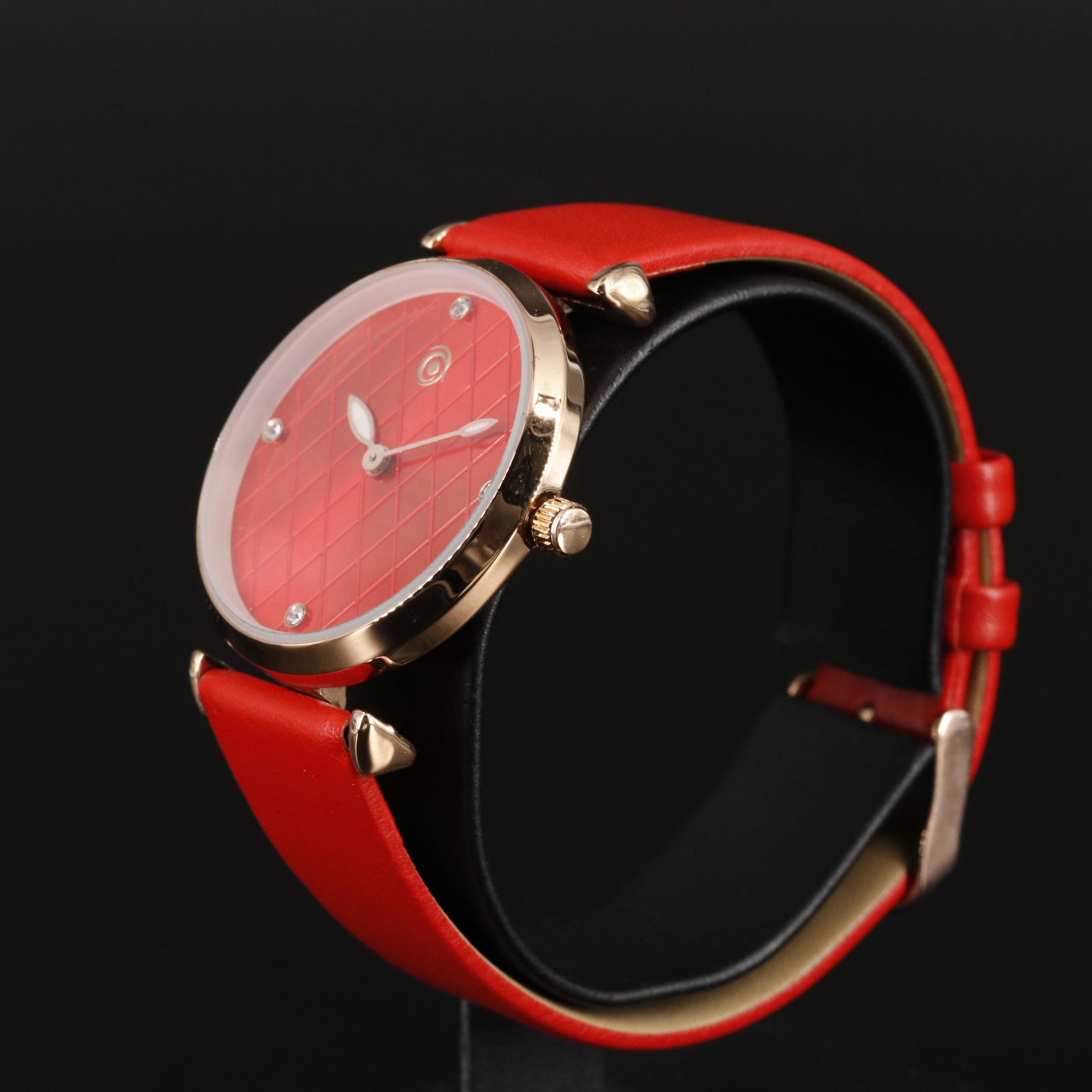 Magnicor Watch with Red Argyle Dial and Strap