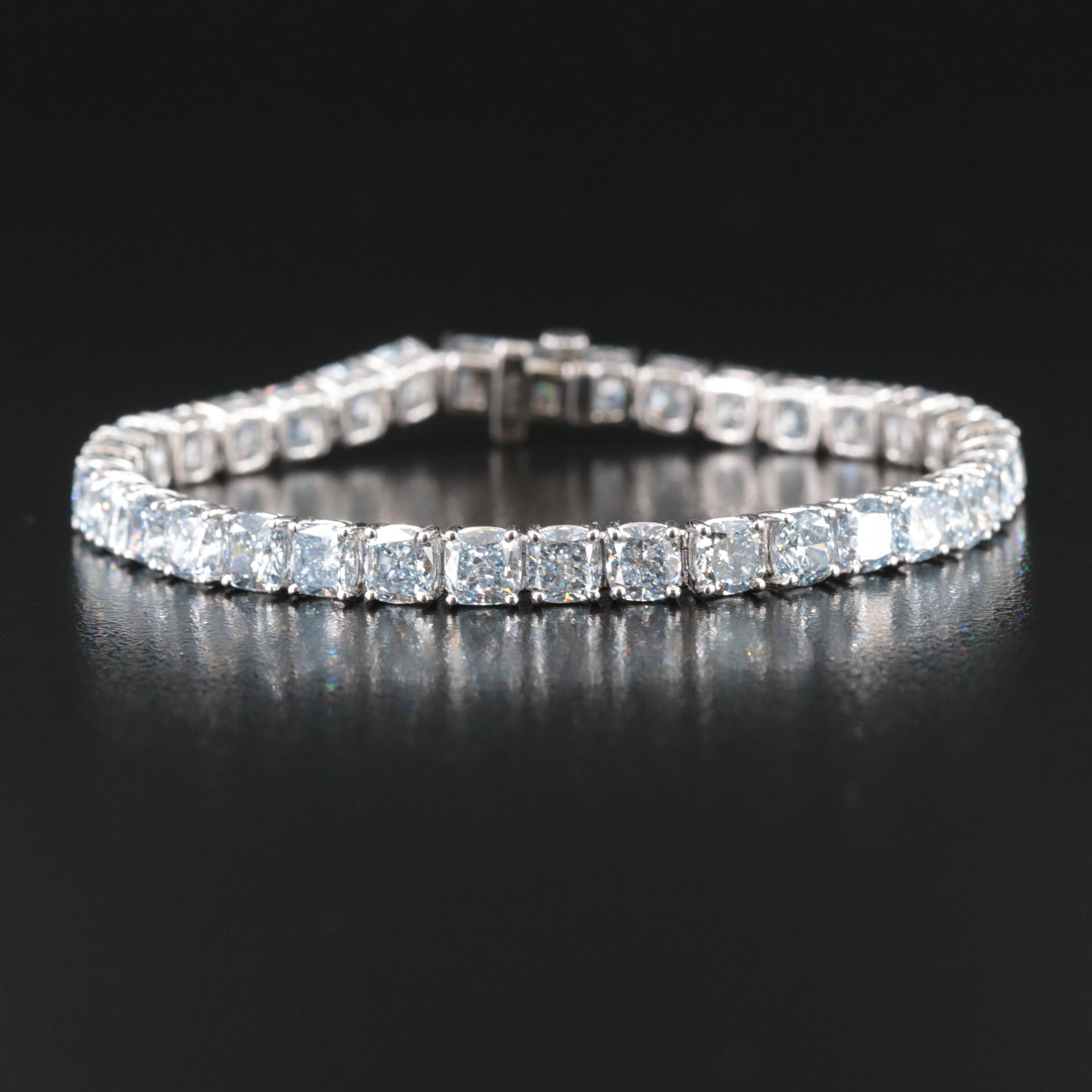 14K 20.75 CTW Fancy Light Blue Lab Grown Diamond Line Bracelet