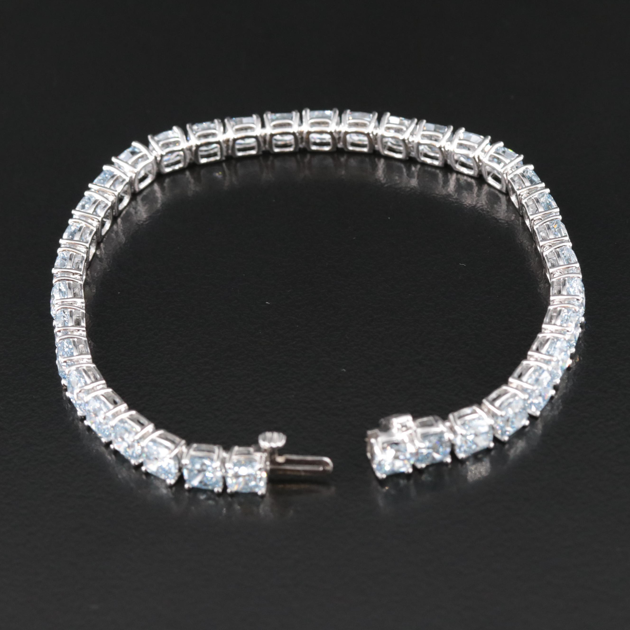 14K 20.75 CTW Fancy Light Blue Lab Grown Diamond Line Bracelet