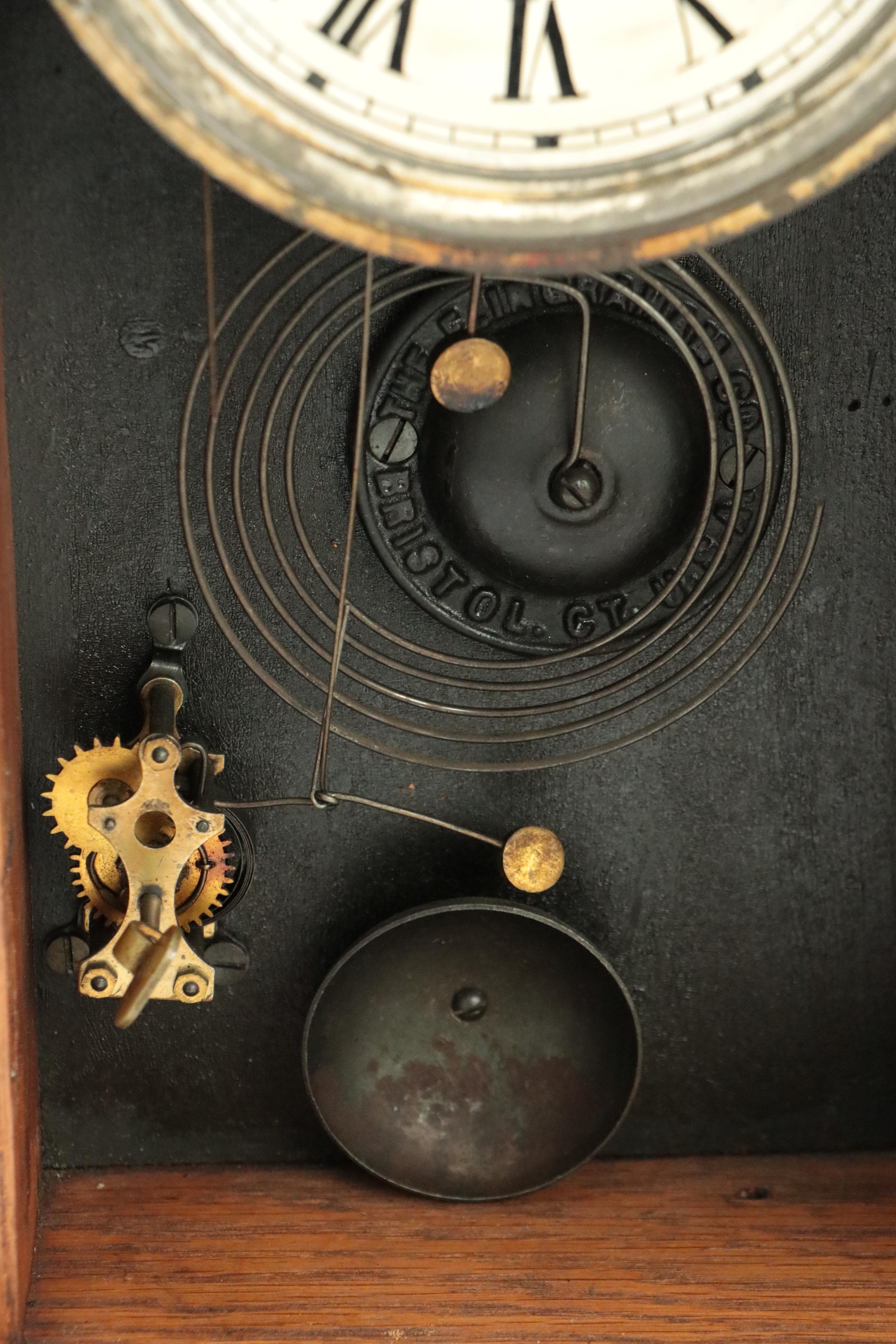 E. Ingraham Co. Victorian Pressed Oak Gingerbread Mantel Clock