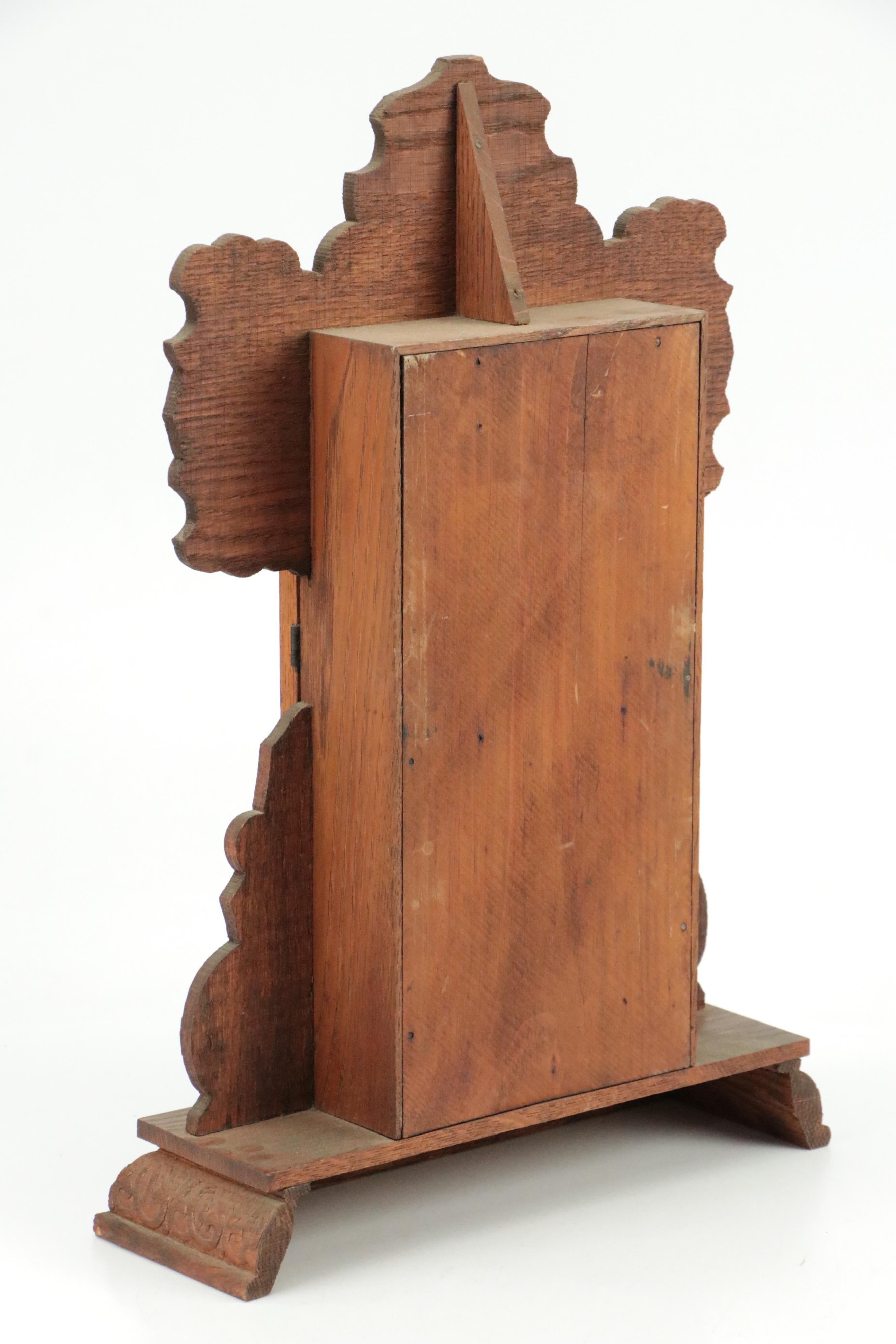 E. Ingraham Co. Victorian Pressed Oak Gingerbread Mantel Clock