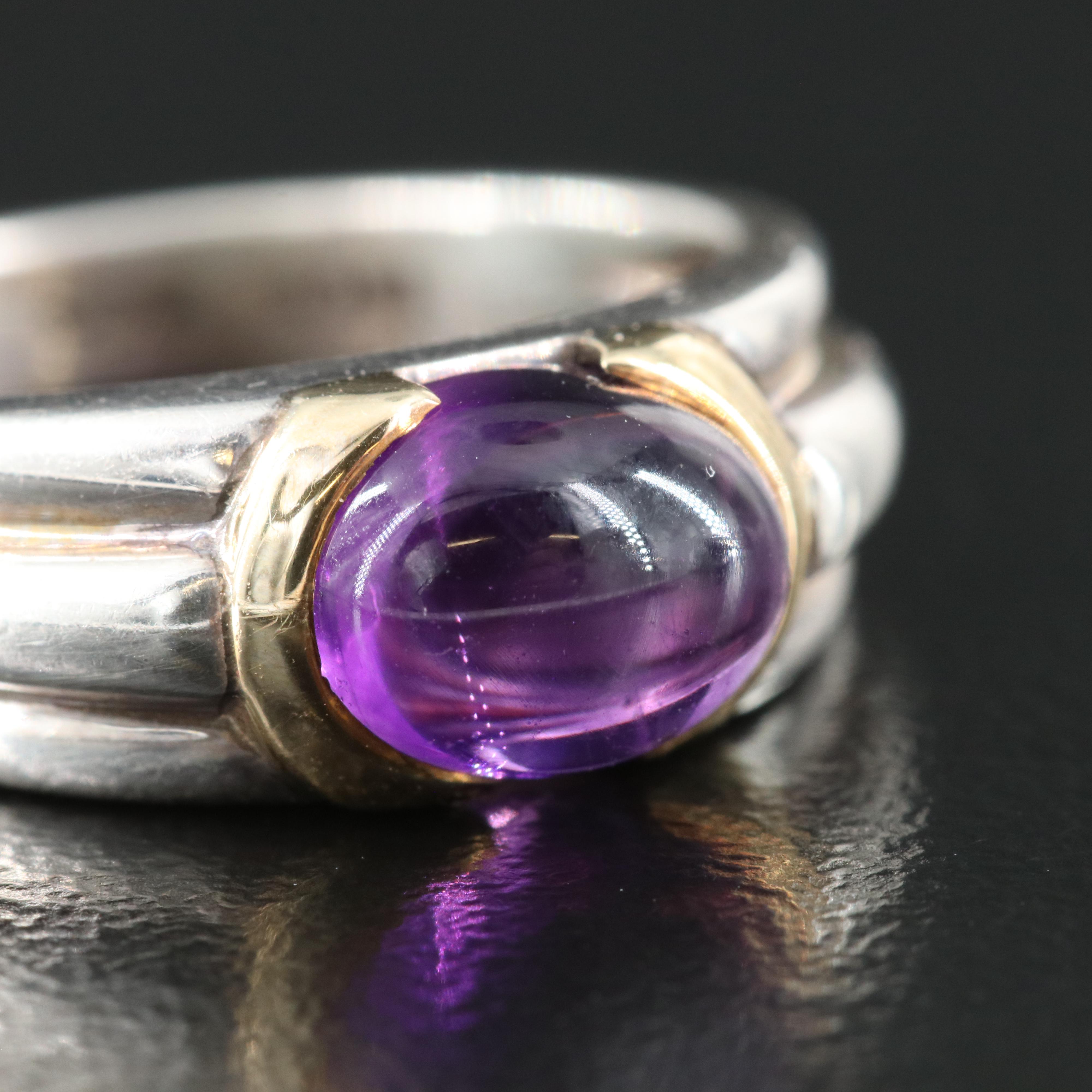 Vintage Tiffany & Co. Sterling Amethyst Ring with 18K Accent