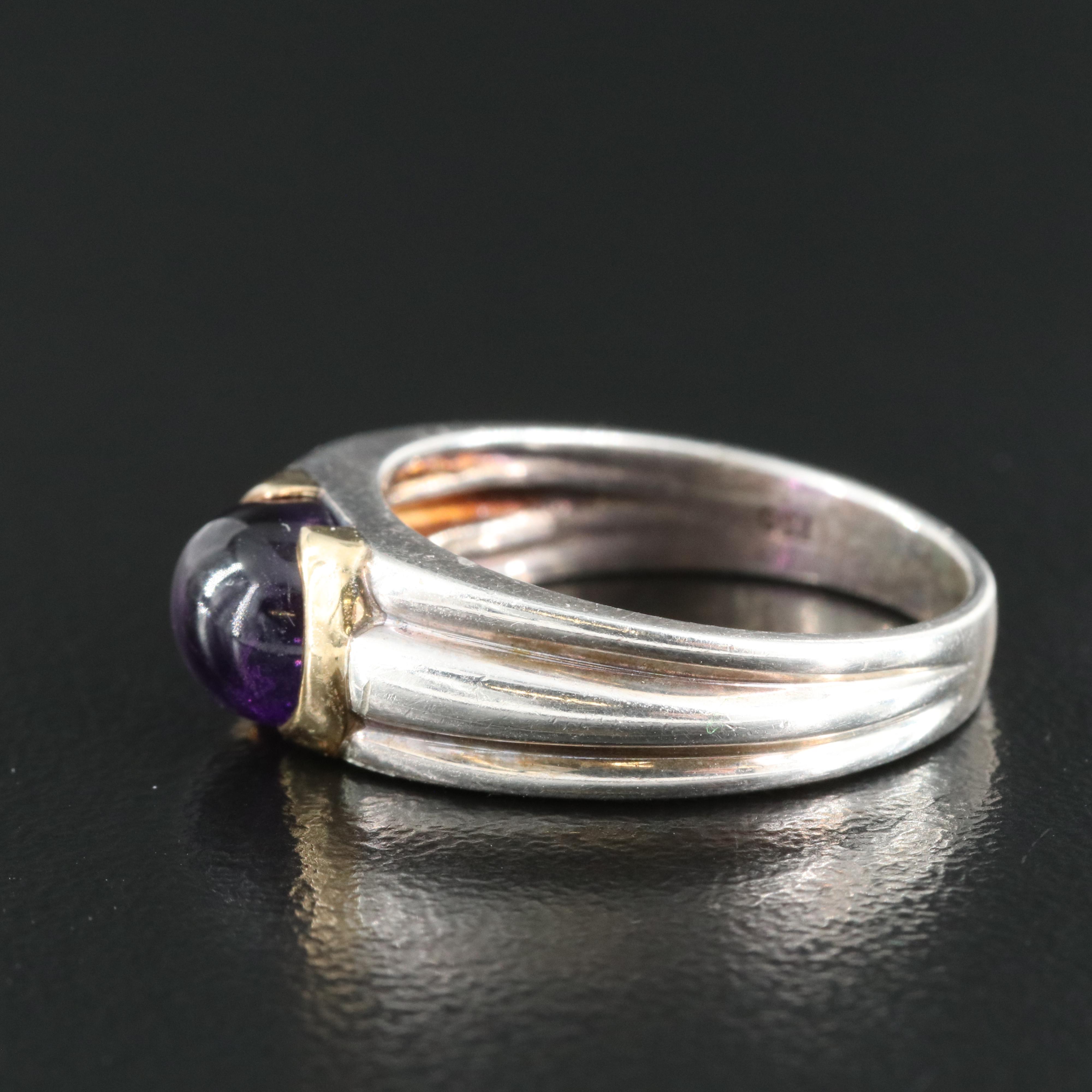 Vintage Tiffany & Co. Sterling Amethyst Ring with 18K Accent