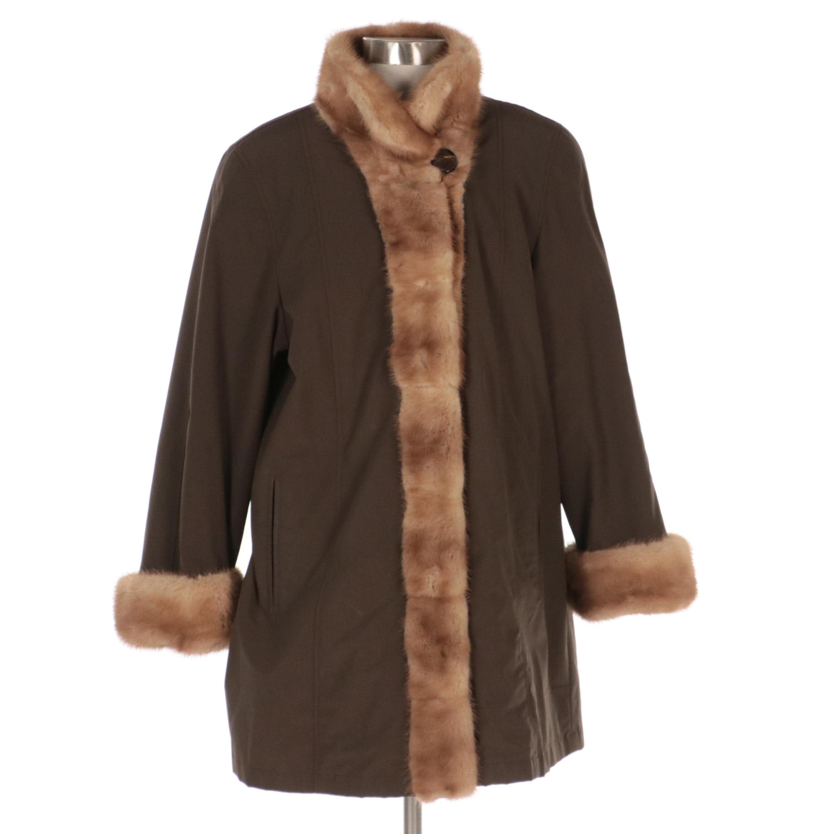 Loro Piana Storm System® Coat in Technical Fabric with Mink and Nutria Fur