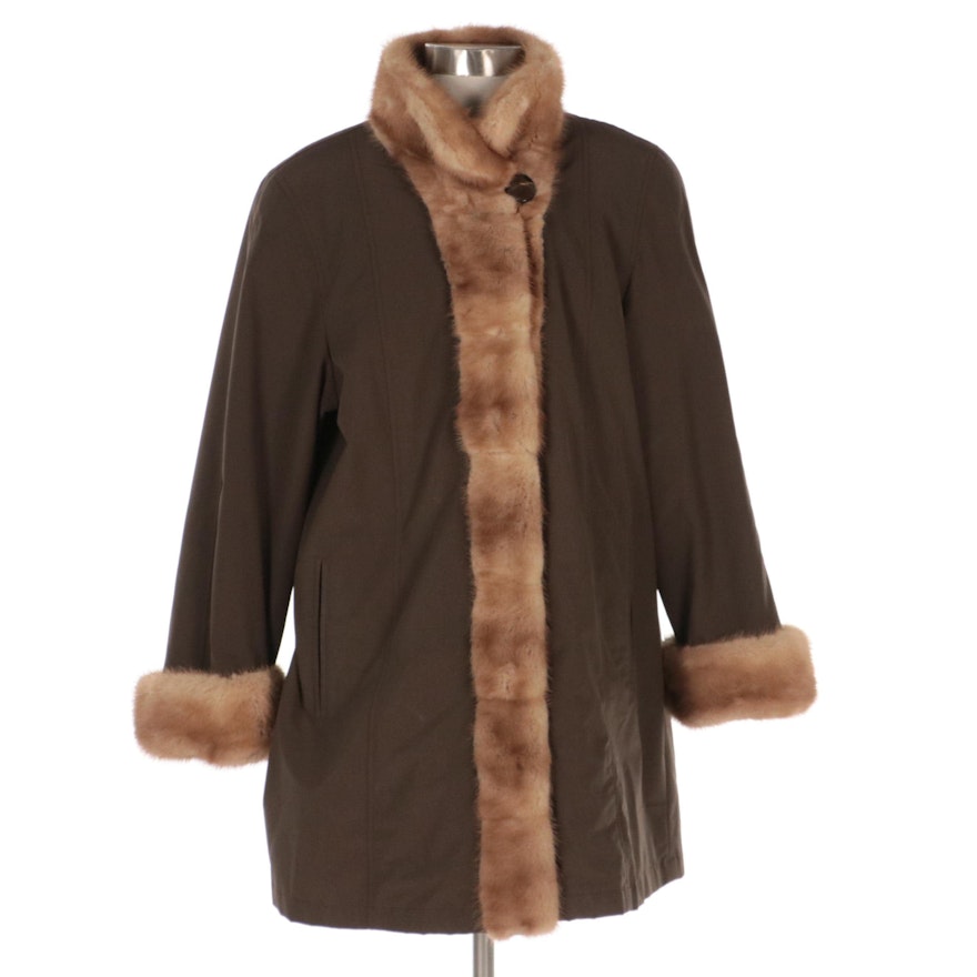 Loro Piana Storm System® Coat in Technical Fabric with Mink and Nutria ...
