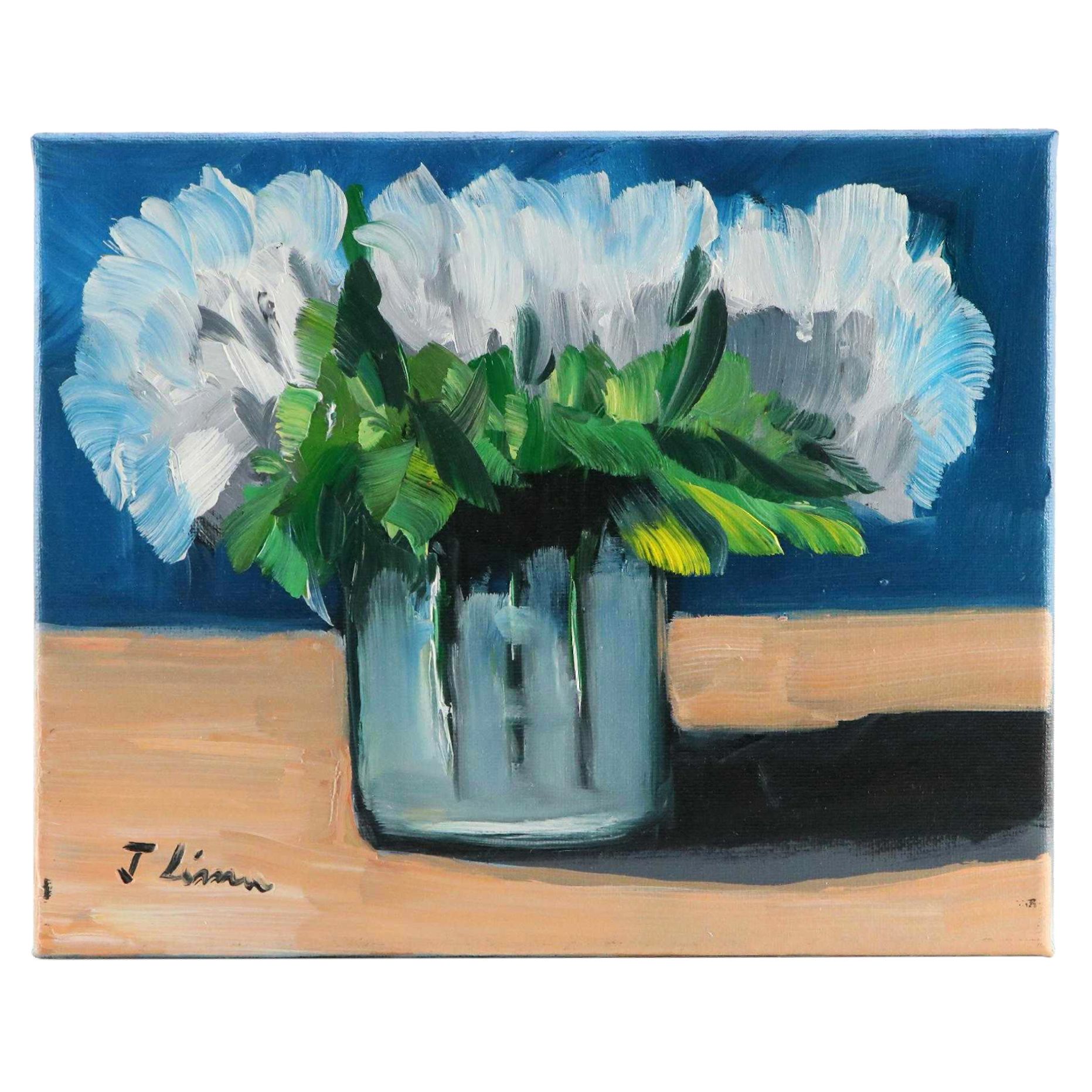 José M. Lima Floral Still Life Oil Painting, 2023