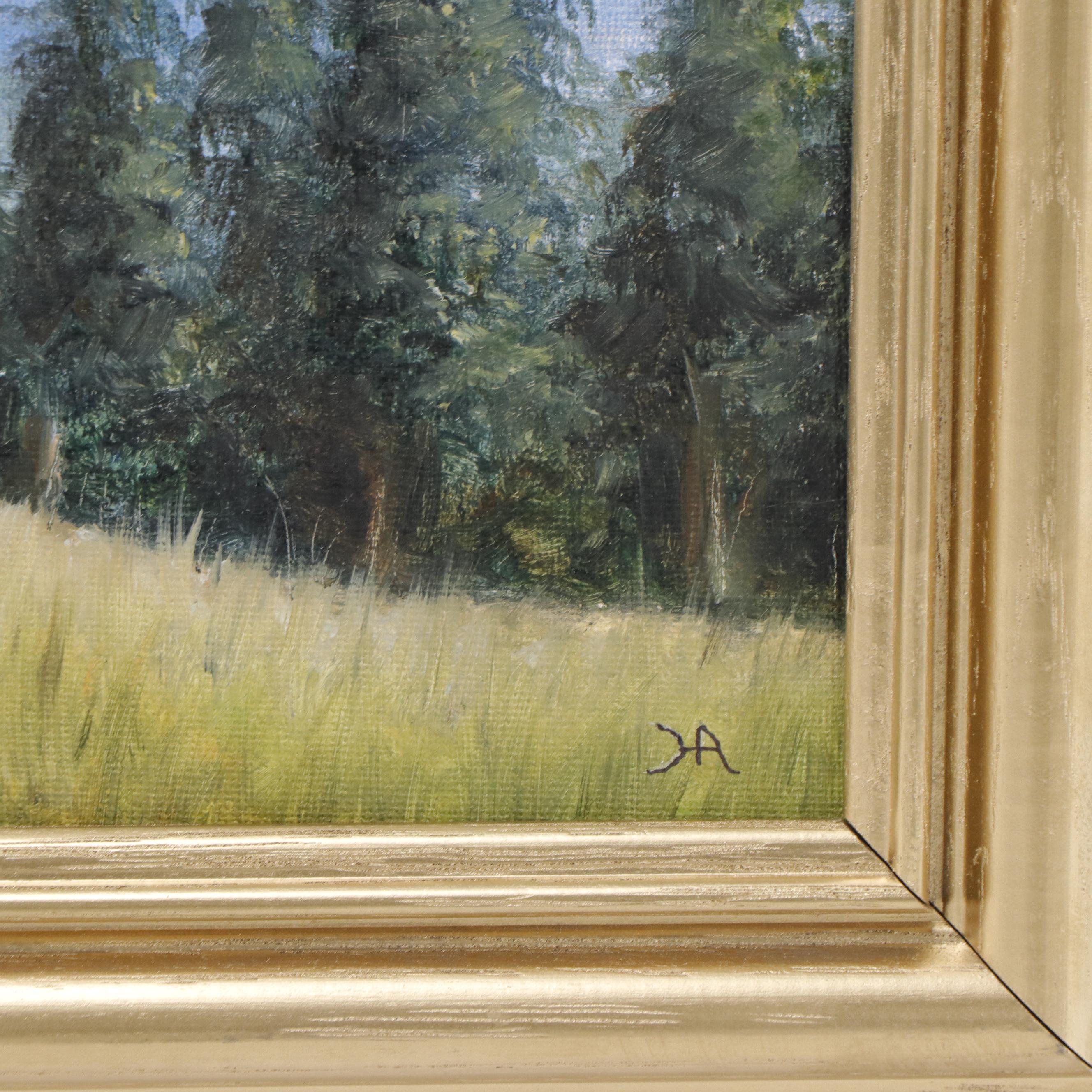 Houra Alghizzi Oil Painting "Cedar Trees," 2023