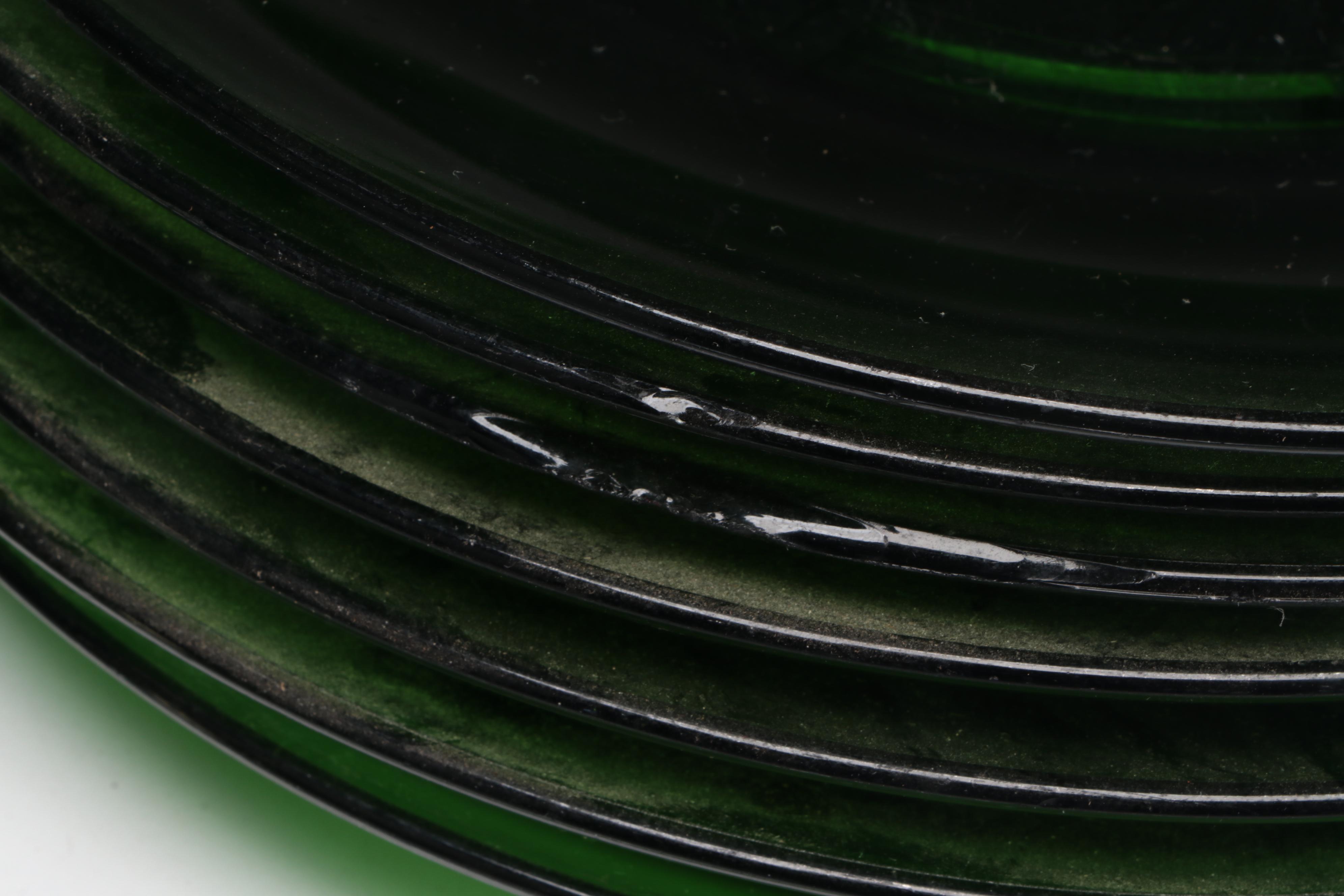 Pressed Glass Shell Bowl with Other Green Glass Tableware